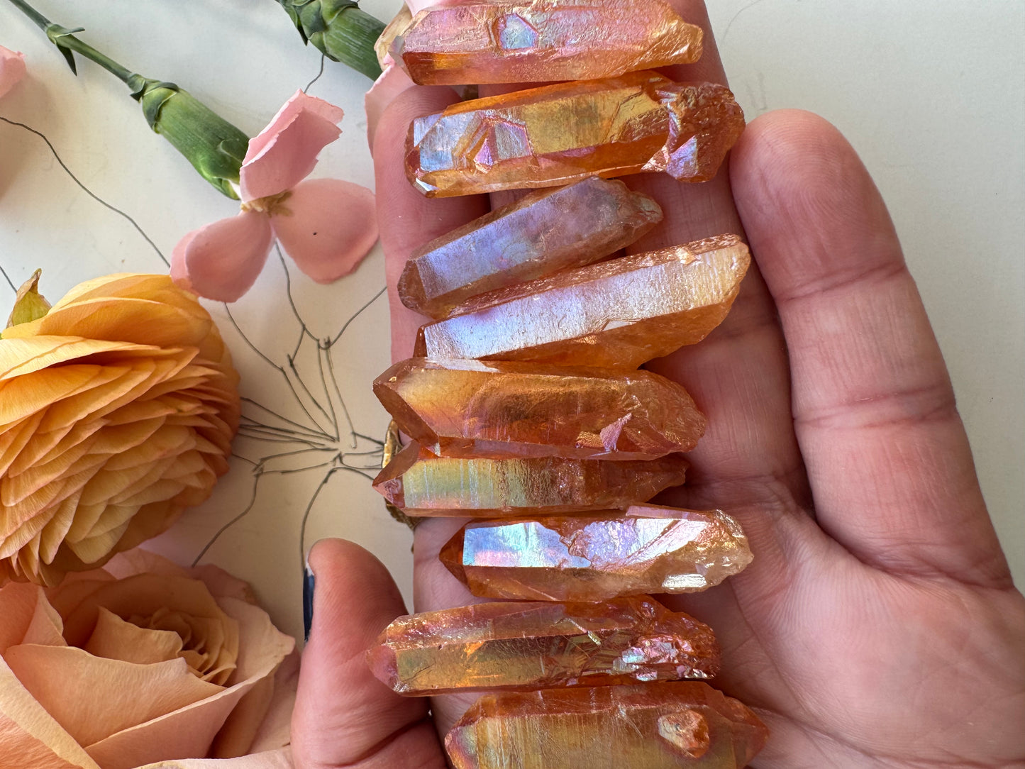 Aura Tangerine Quartz Points - Joy + Inner Child - Moon Room Shop and Wellness