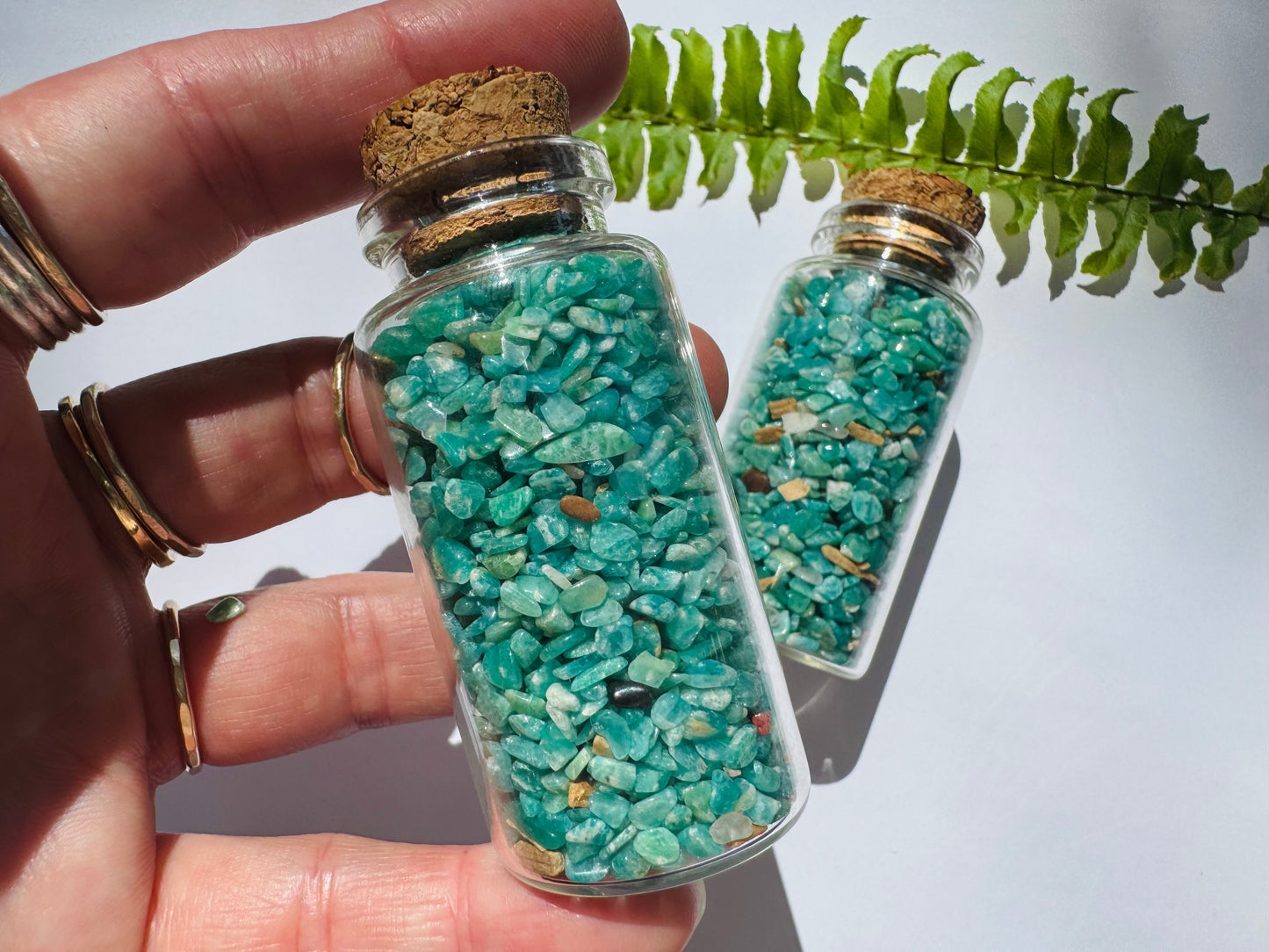 Amazonite Gem Chip 25 ml Glass Jar - Moon Room Shop and Wellness