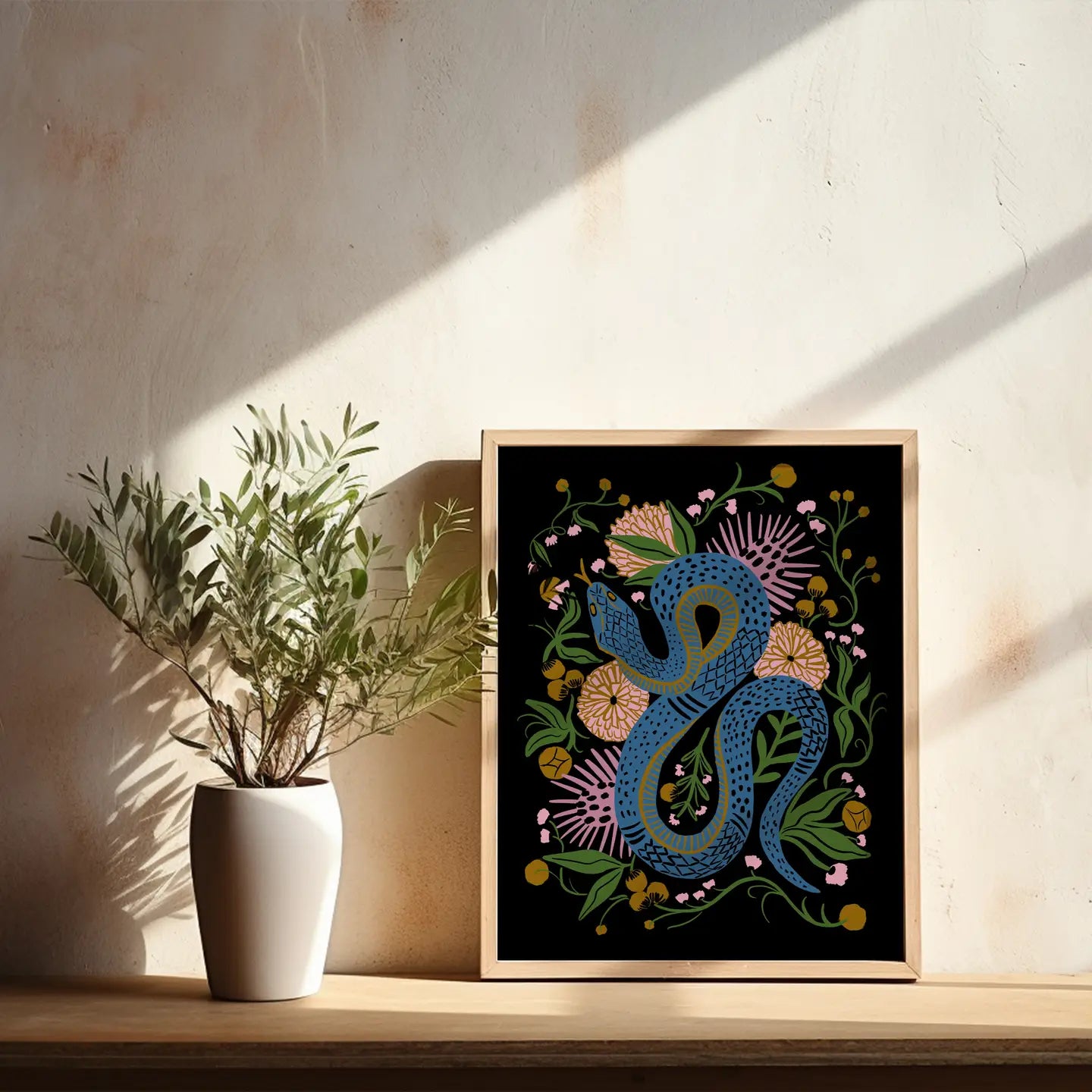 Charmed Snake - Black 8" X 10" Art Print - Moon Room Shop and Wellness
