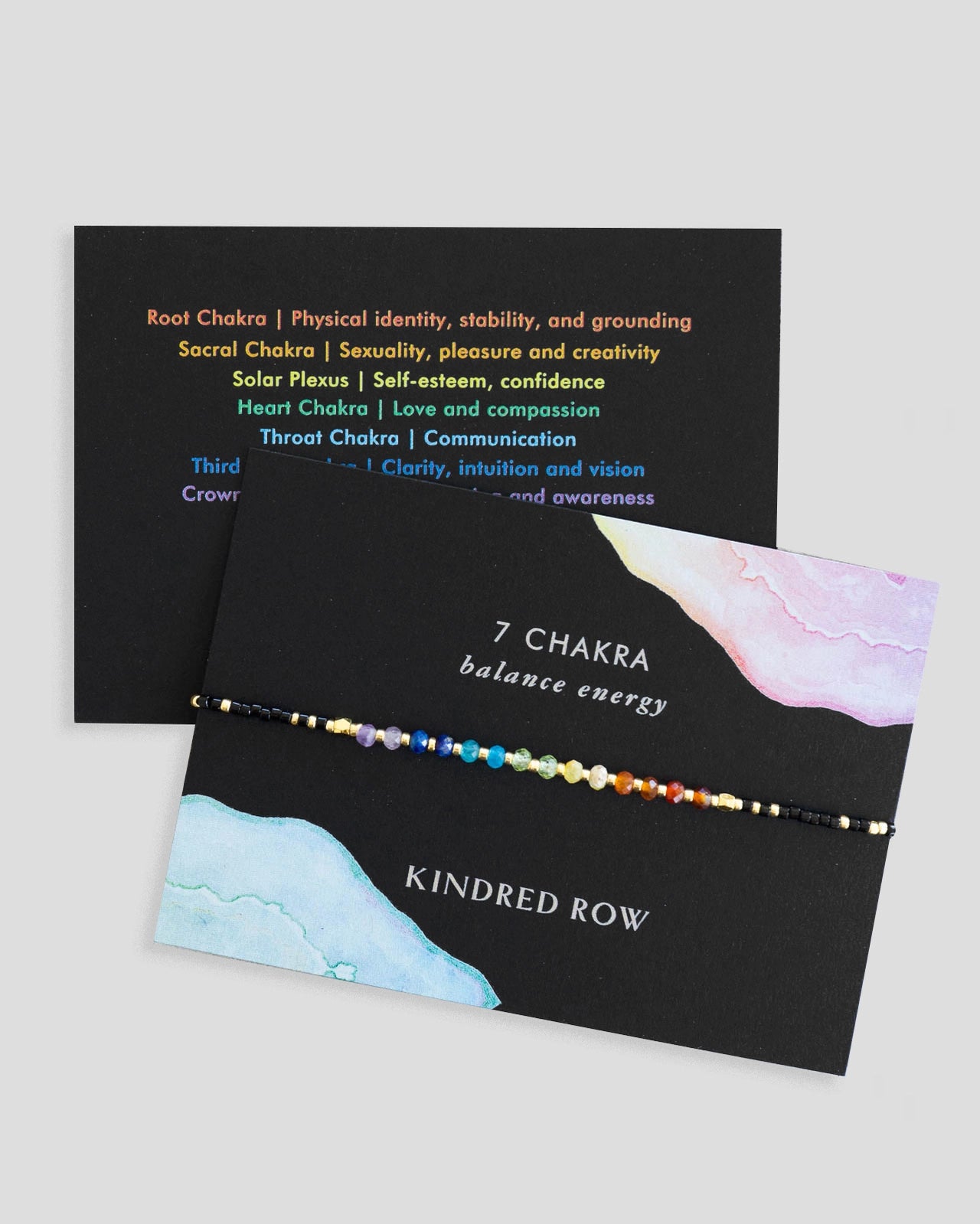 Chakra Rainbow Healing Gemstone Stacking Bracelet, Black - Moon Room Shop and Wellness