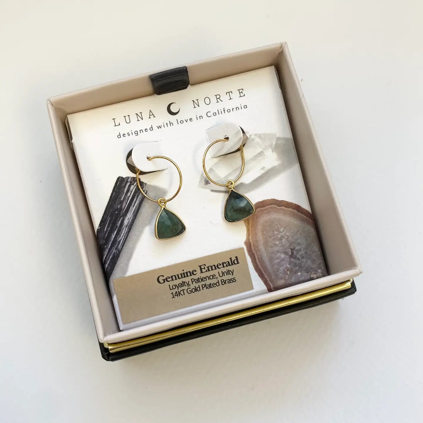 Emerald -Triangle Mini Hoop Earrings