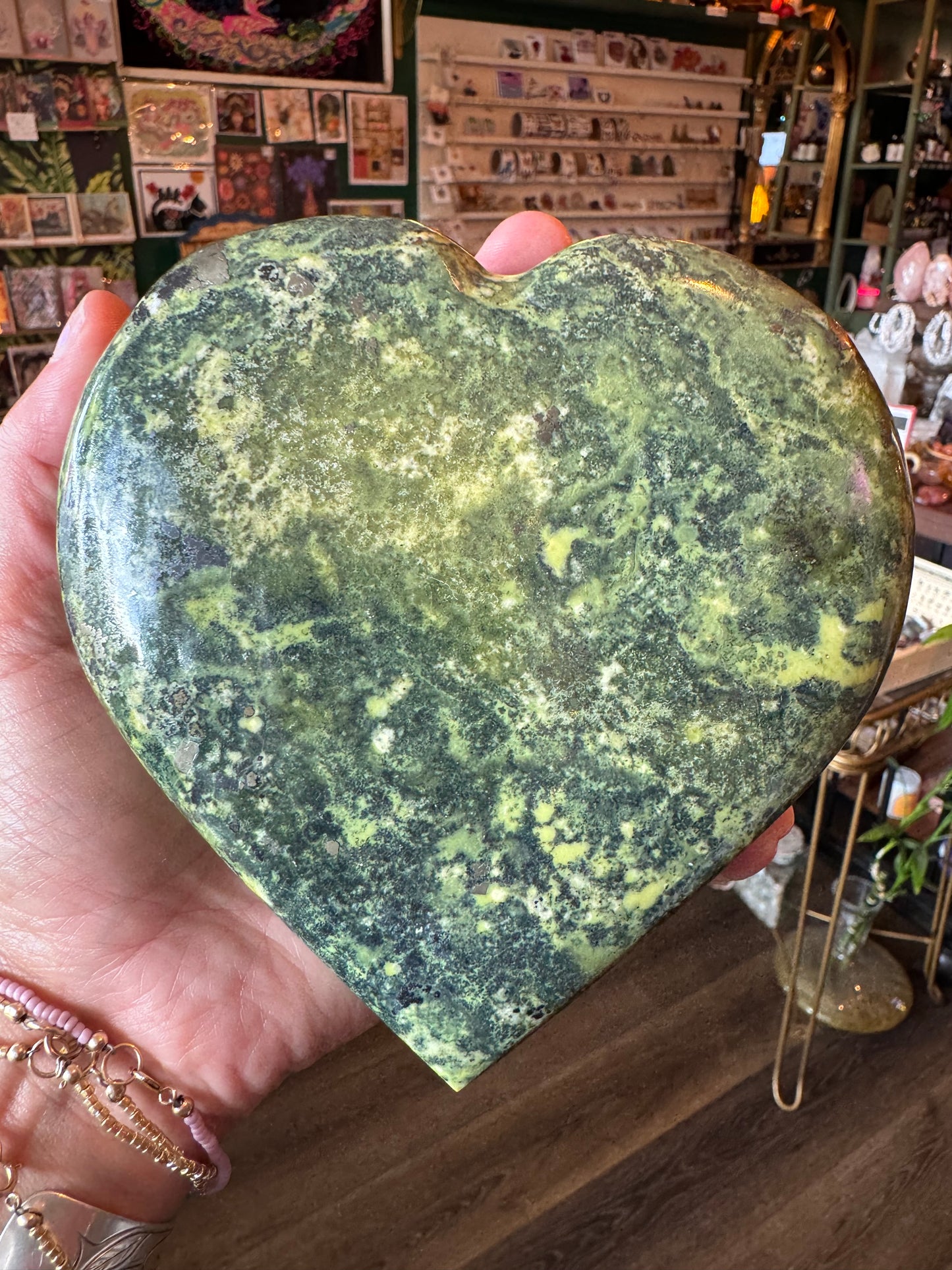 Serpentine with Pyrite Heart 2.47 lb- Mexico- Beauty! - Moon Room Shop and Wellness