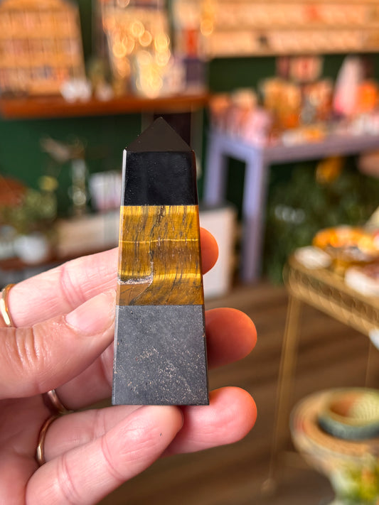 Triple Protection Tower hematite-tiger's eye-obsidian - Moon Room Shop and Wellness