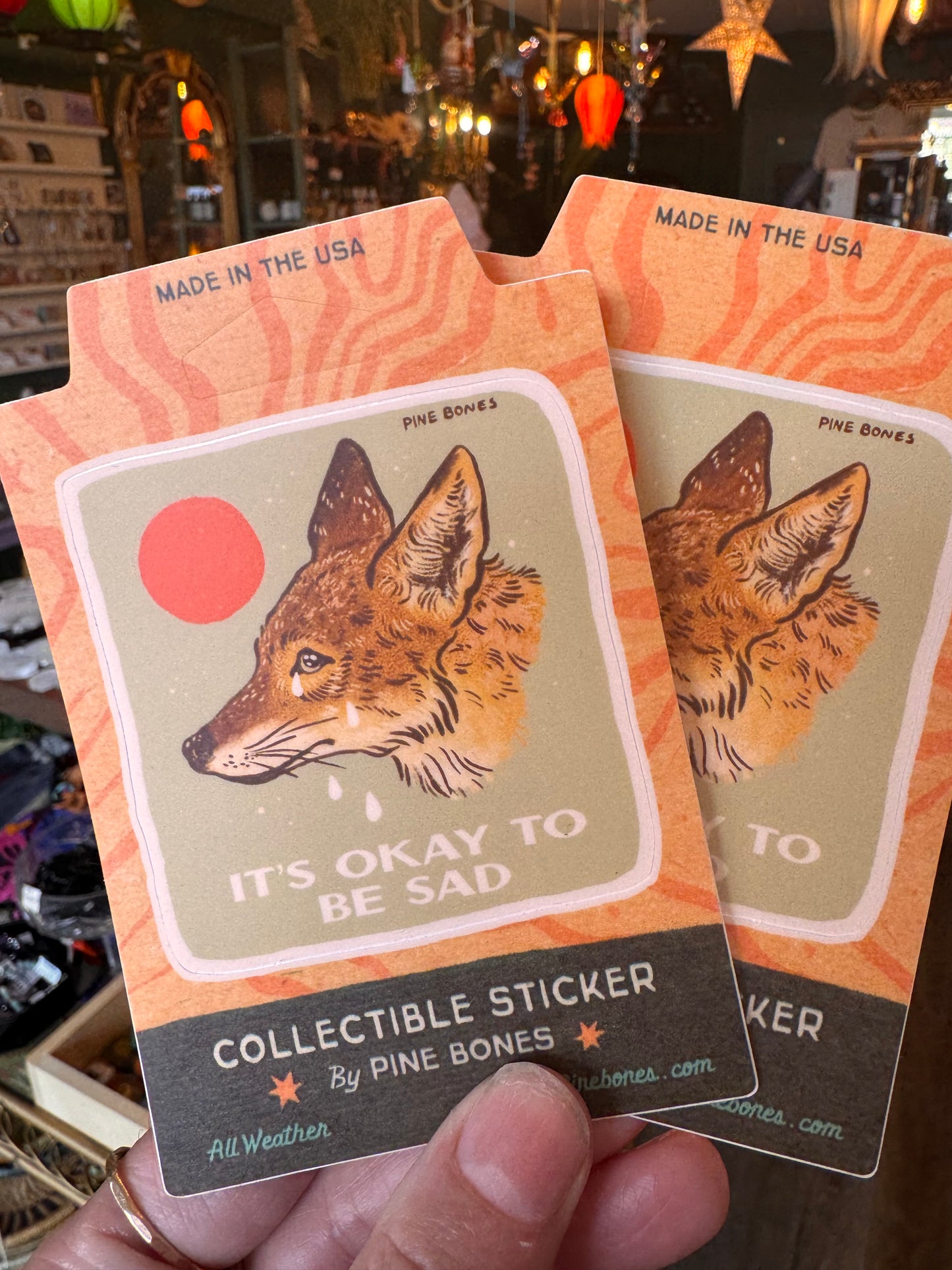 Crying Coyote Sticker by Pine Bones - Moon Room Shop and Wellness
