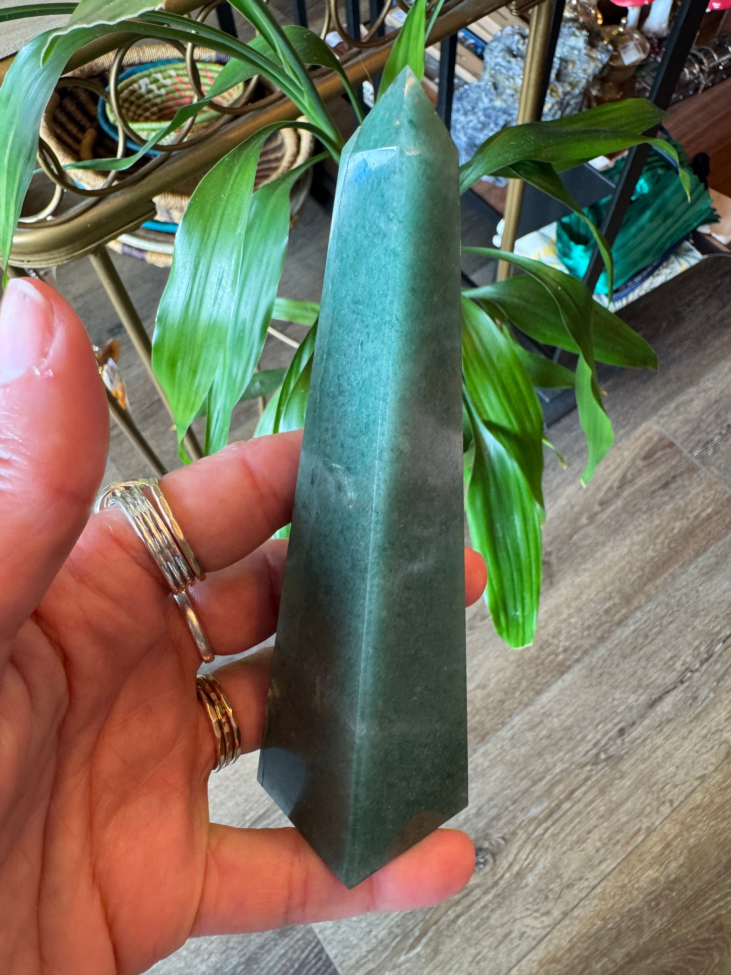 Green Aventurine Tower Obelisk 176 g Brazil Deep Beauty - Moon Room Shop and Wellness