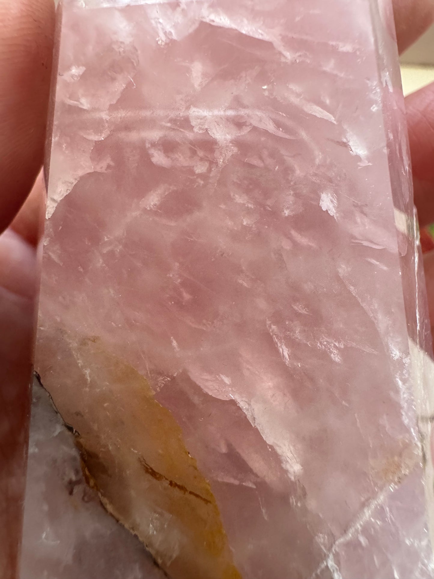 Rose Quartz w/ Golden Healer Tower 174 g - Moon Room Shop and Wellness