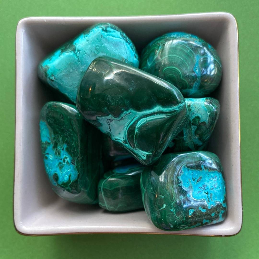 Chrysocolla and Malachite Tumbled - Moon Room Shop and Wellness