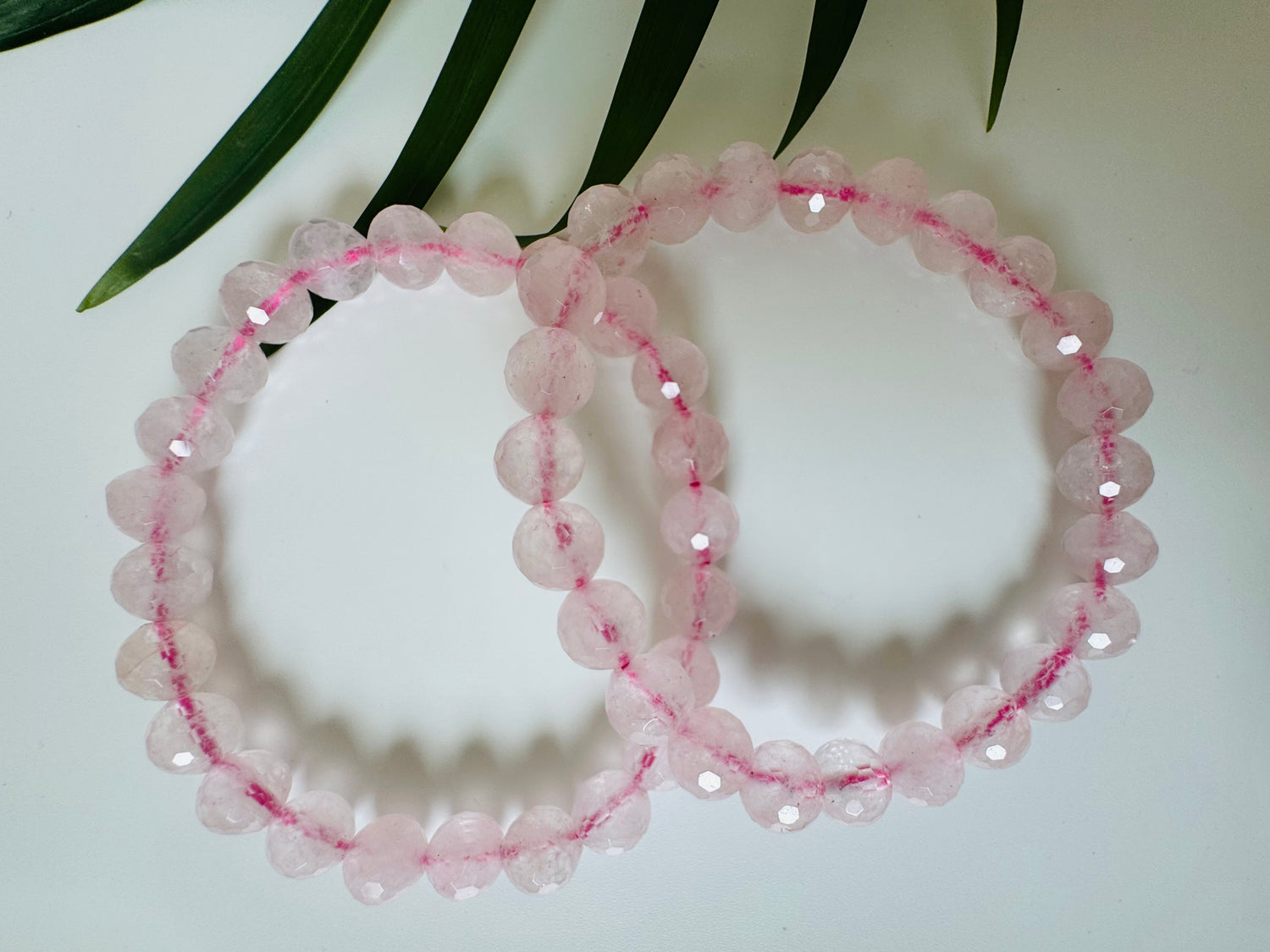 Natural Rose Quartz Faceted Stretch Bracelet  8mm - Moon Room Shop and Wellness