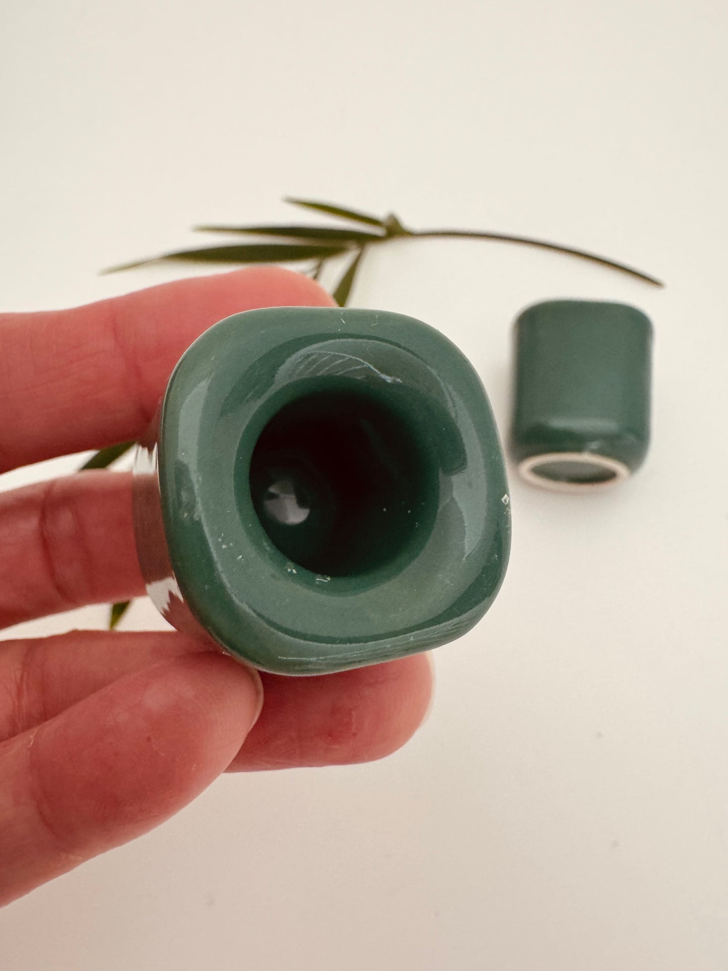 Ceramic Chime Candle Holder- Green - Moon Room Shop and Wellness