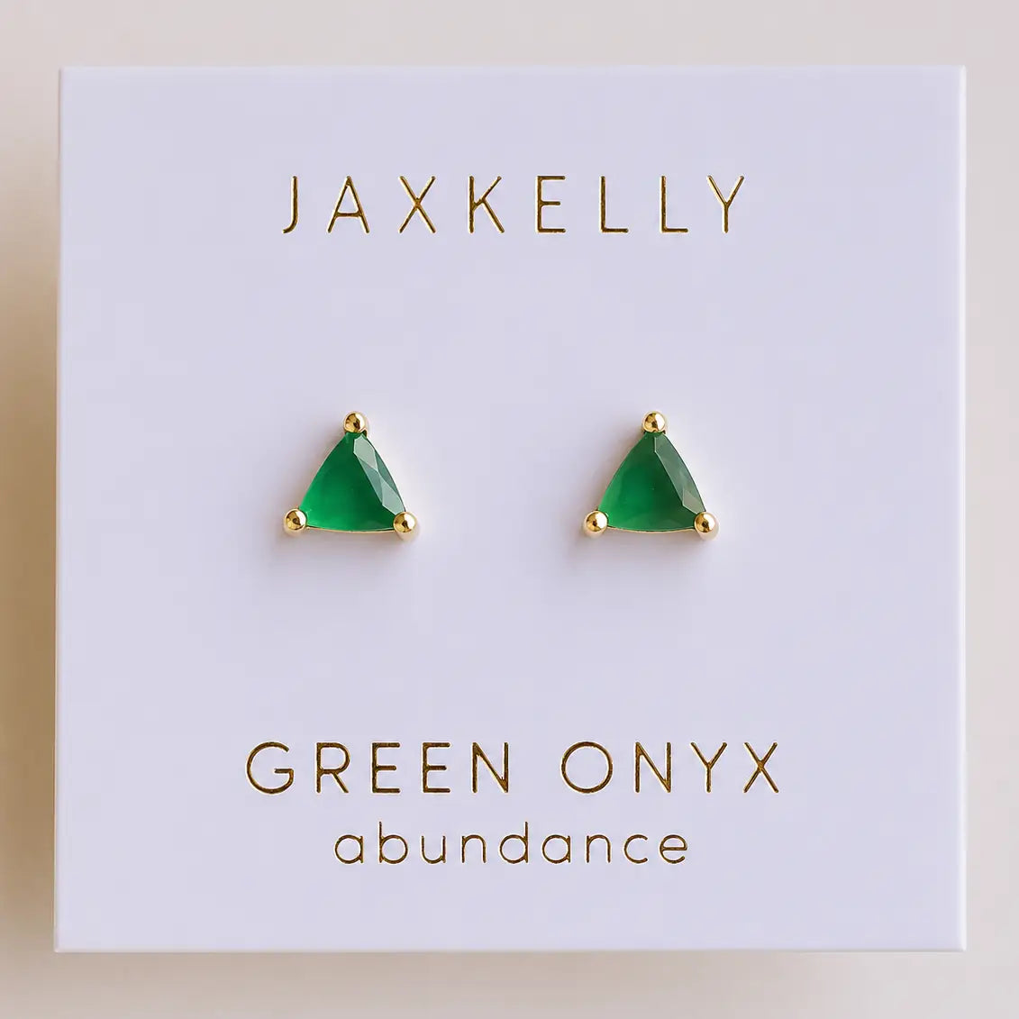 Green Onyx - Earring Studs 18 kt gold plated brass