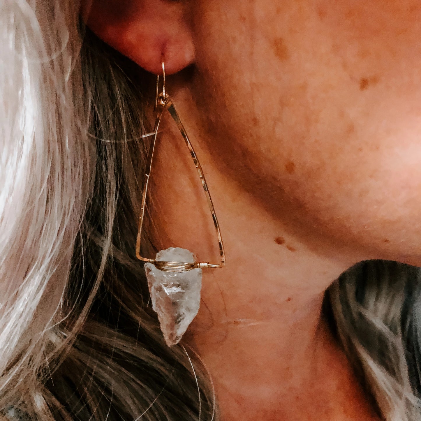 Nala Quartz Crystal Arrowhead Earrings- 14kt gold Fill - Moon Room Shop and Wellness