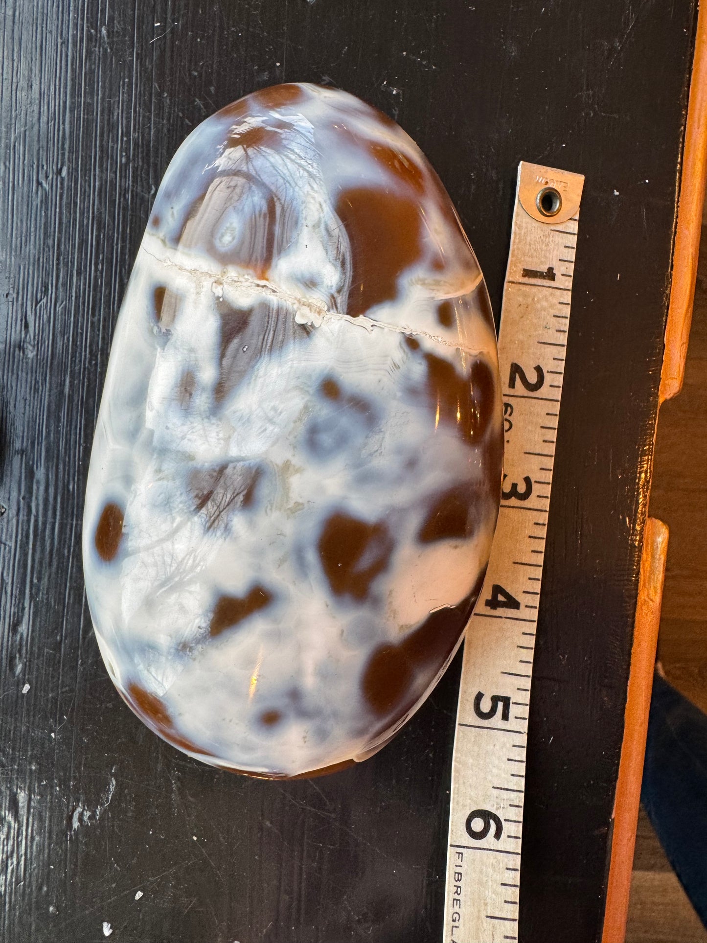 Carnelian Orca Agate Palm Stone 1.6 lb - Madagascar - Moon Room Shop and Wellness