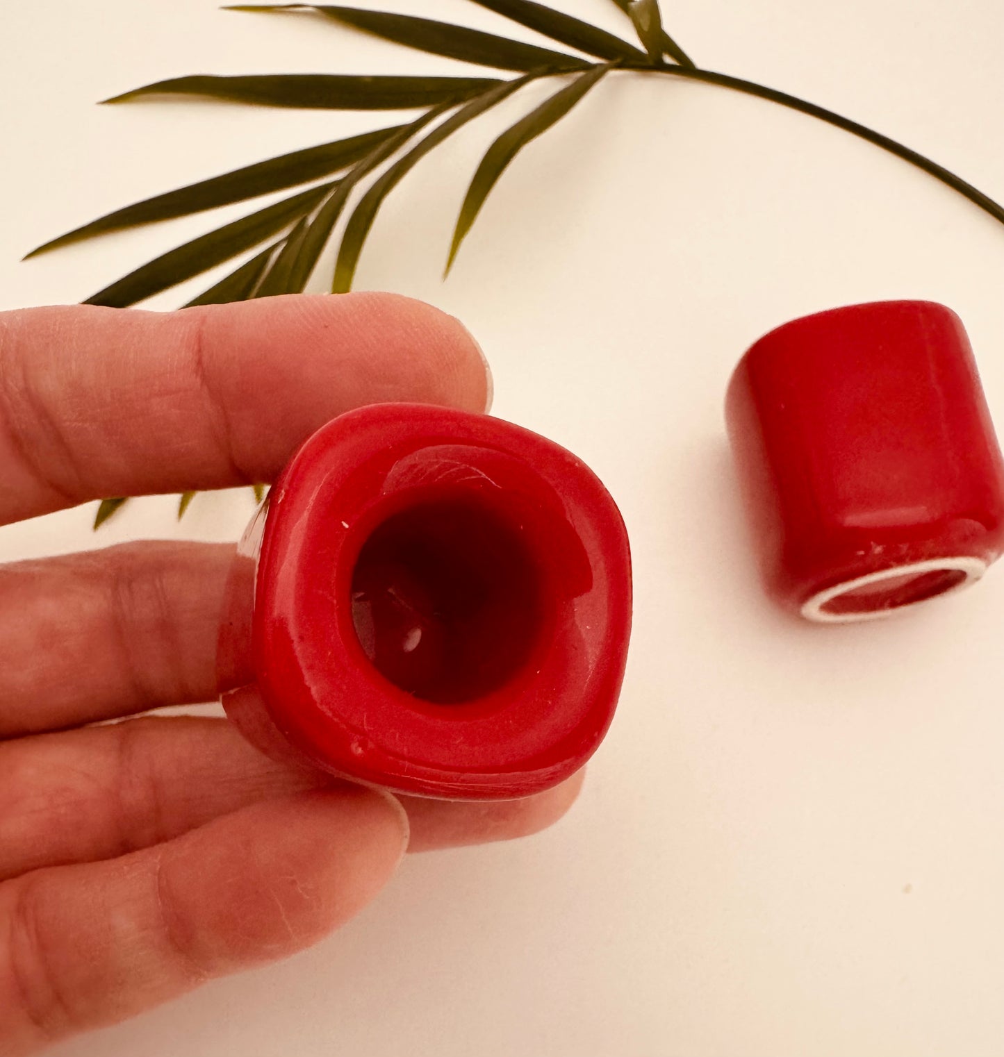 Ceramic Chime Candle Holder- Red - Moon Room Shop and Wellness