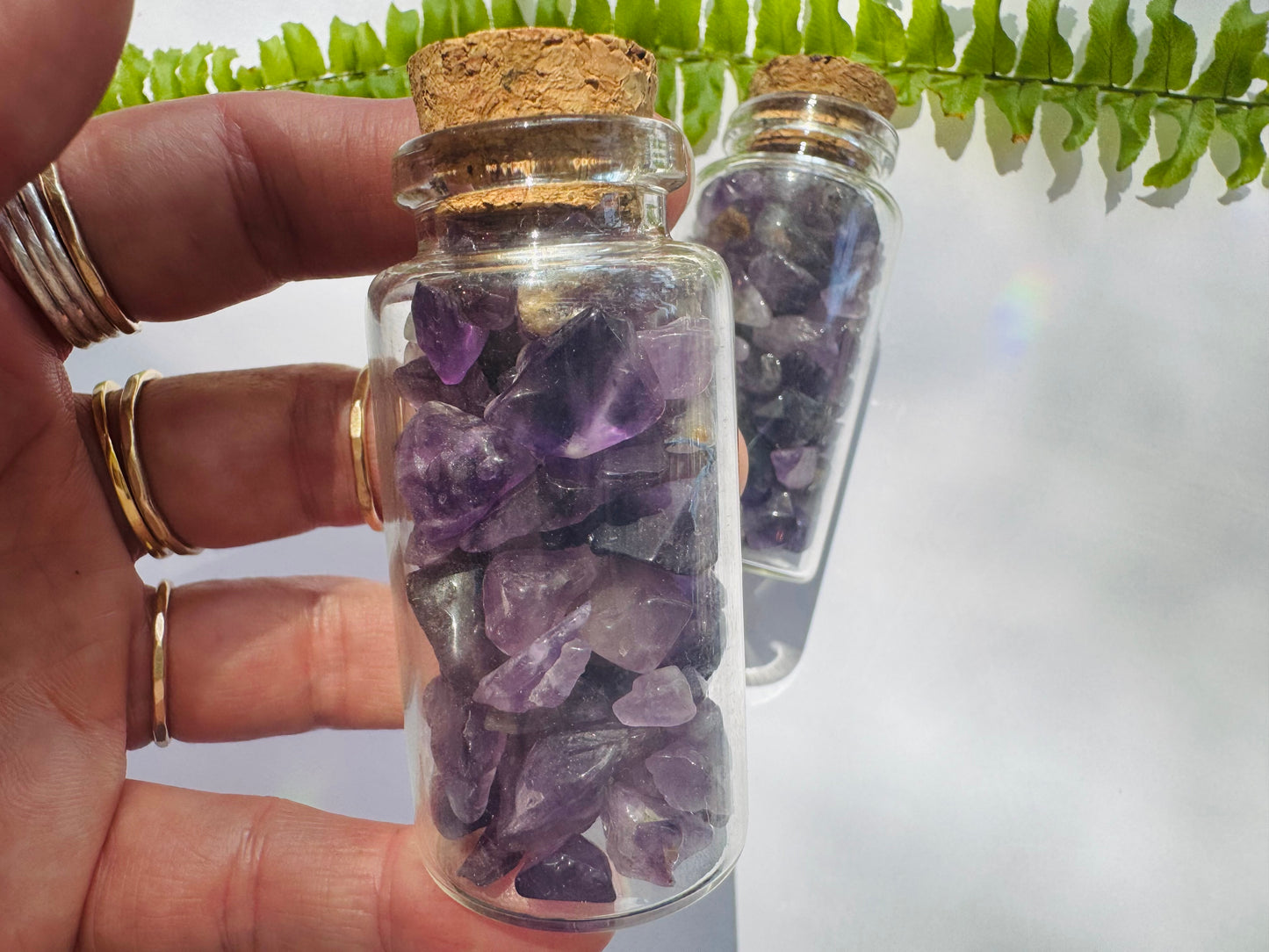 Amethyst Gem Chip 25 ml Glass Jar - Moon Room Shop and Wellness
