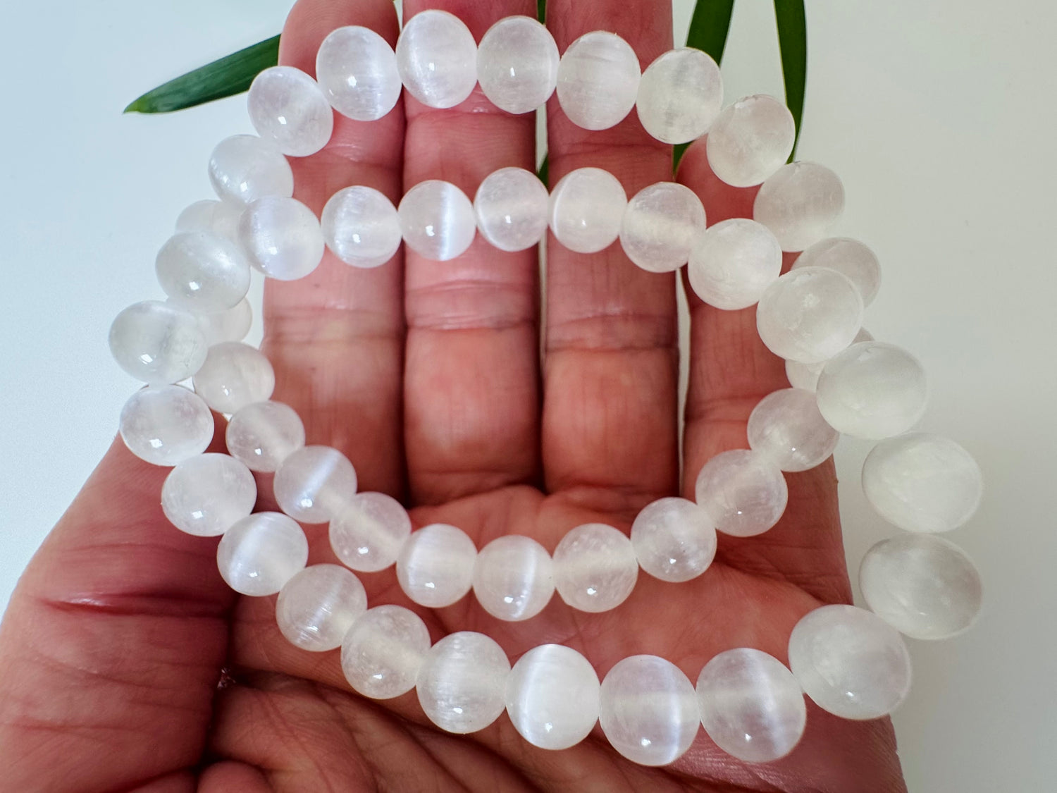 Selenite Stretch Bracelet 8 mm - Moon Room Shop and Wellness