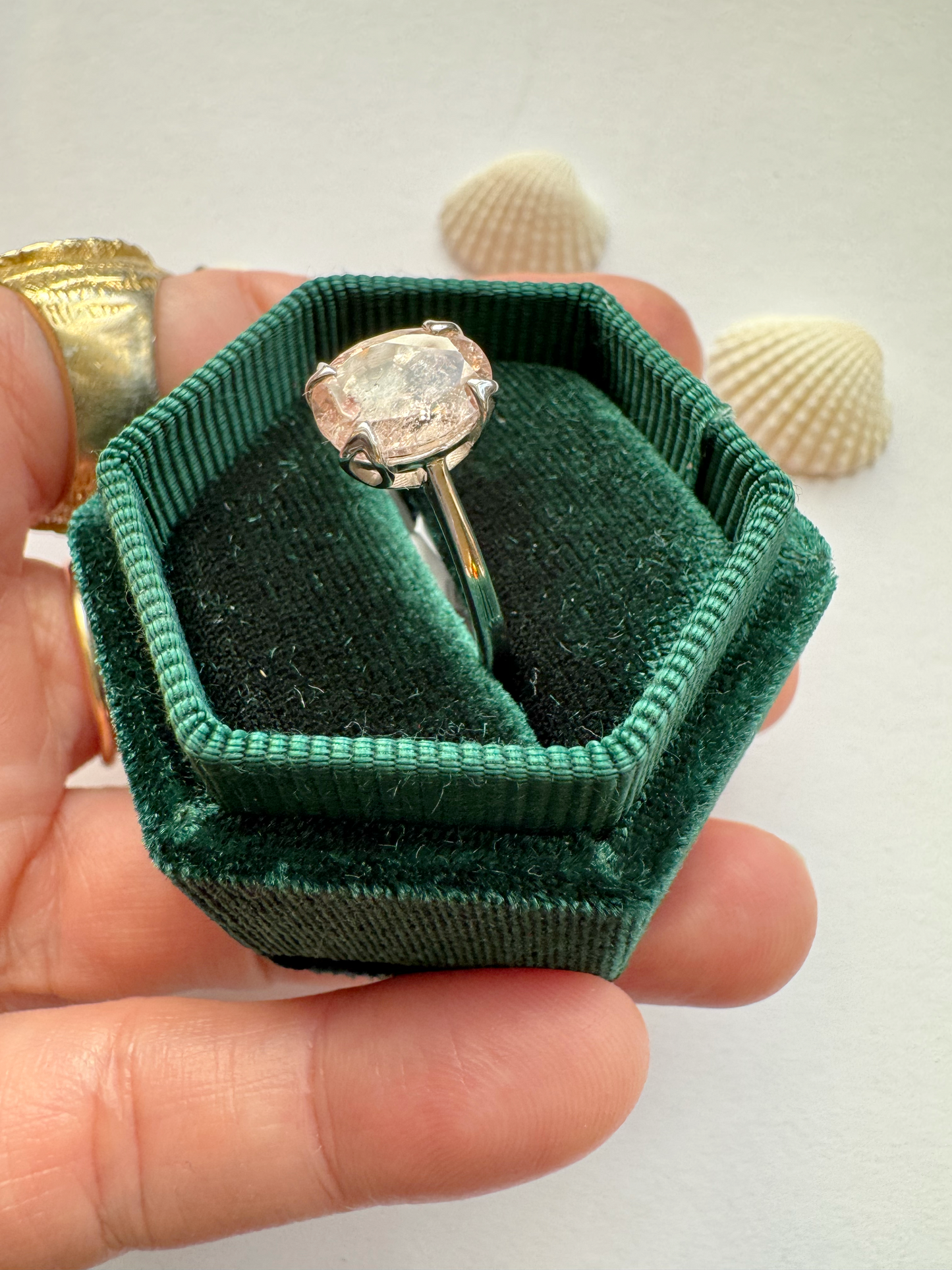 Morganite Sterling Silver Ring Size 8 - Moon Room Shop and Wellness