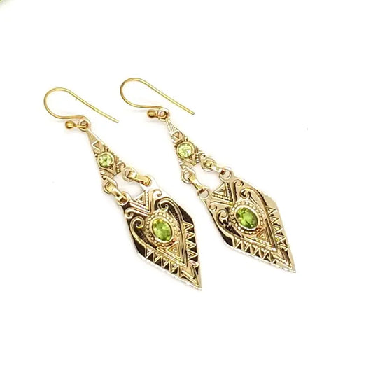Peridot Dangle Earring in Brass - Moon Room Shop and Wellness