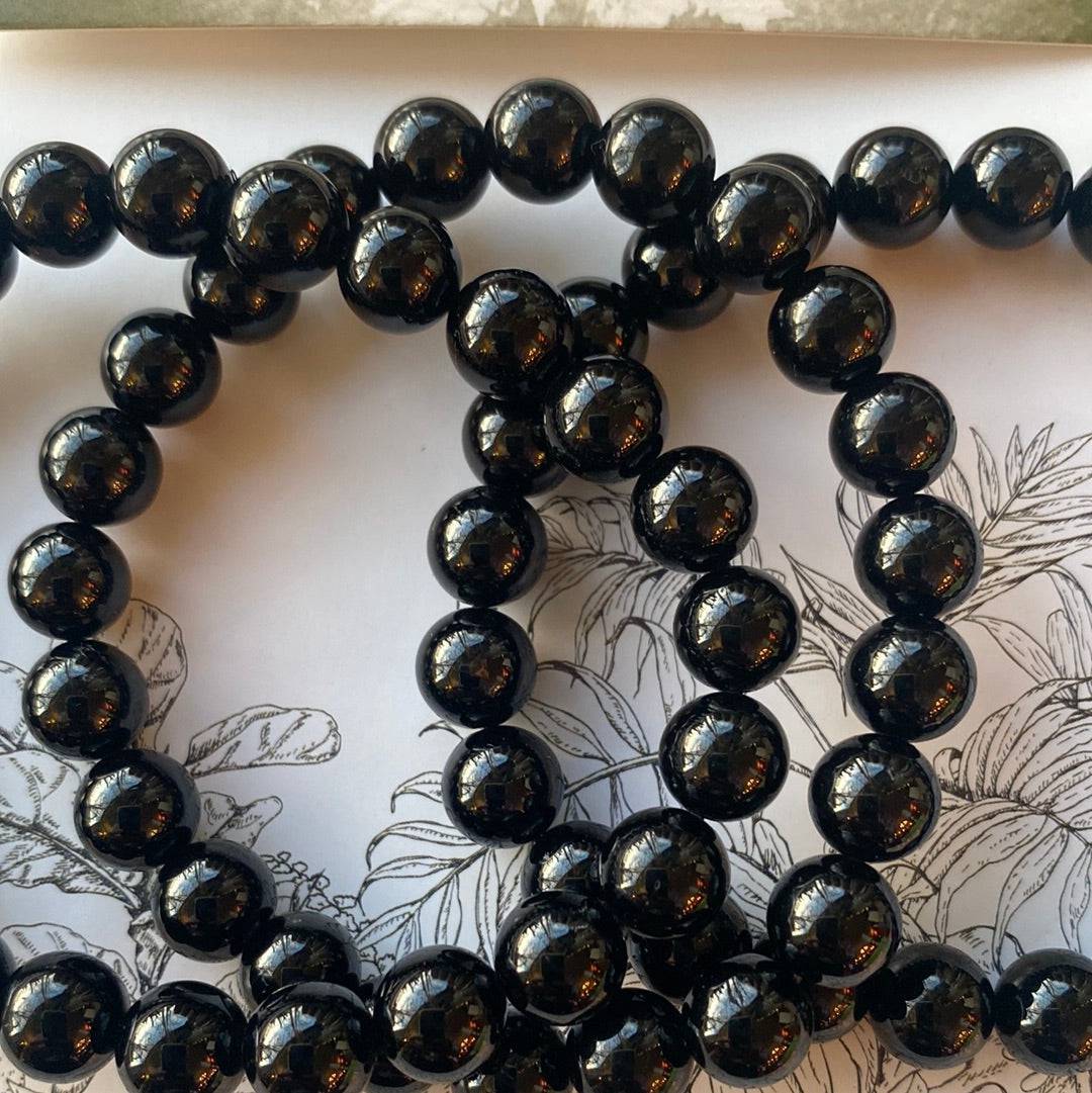 Black Tourmaline Stretch Bracelet 8 mm- Moon Room Shop and Wellness