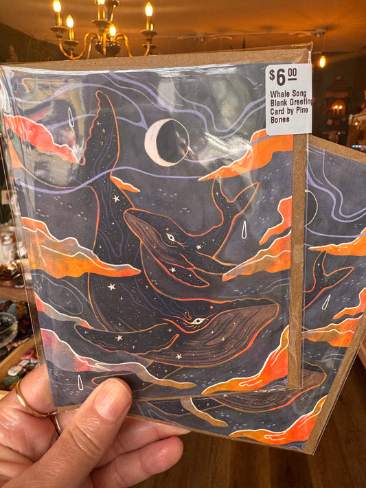 Whale Song Blank Greeting Card by Pine Bones - Moon Room Shop and Wellness