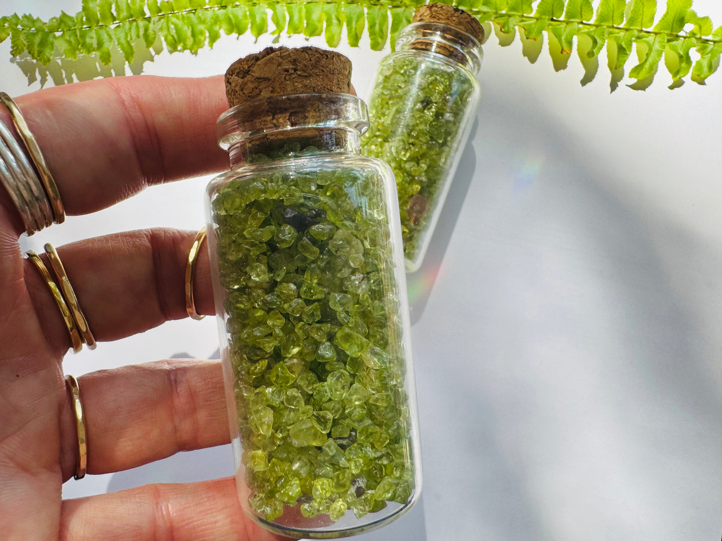 Peridot Gem Chip 25 ml Glass Jar - Moon Room Shop and Wellness