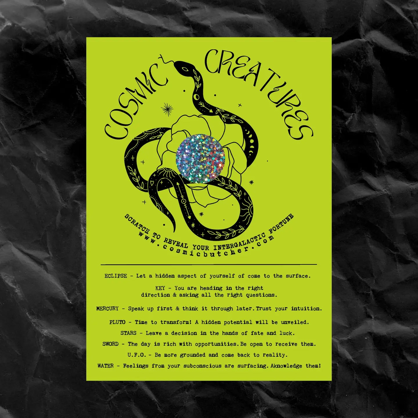 Scratch Off Fortune Card "Cosmic Creatures" Snake - Moon Room Shop and Wellness