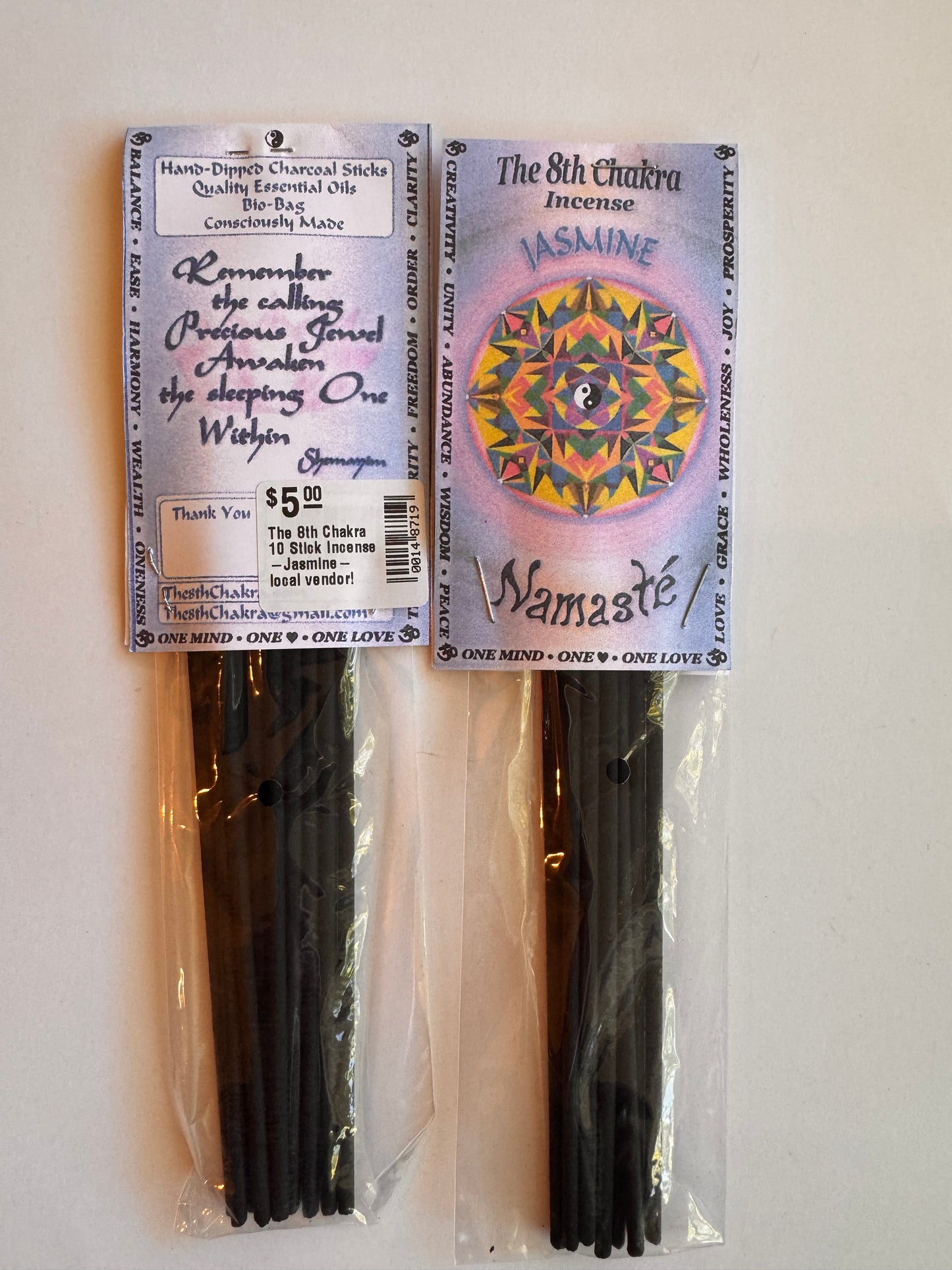 The 8th Chakra 10 Stick Incense -Jasmine- local vendor!