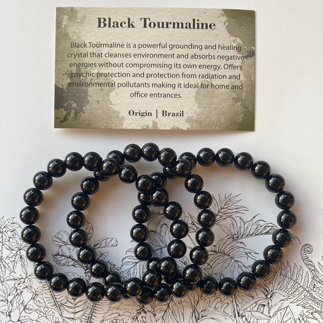 Black Tourmaline Stretch Bracelet 8 mm- Moon Room Shop and Wellness