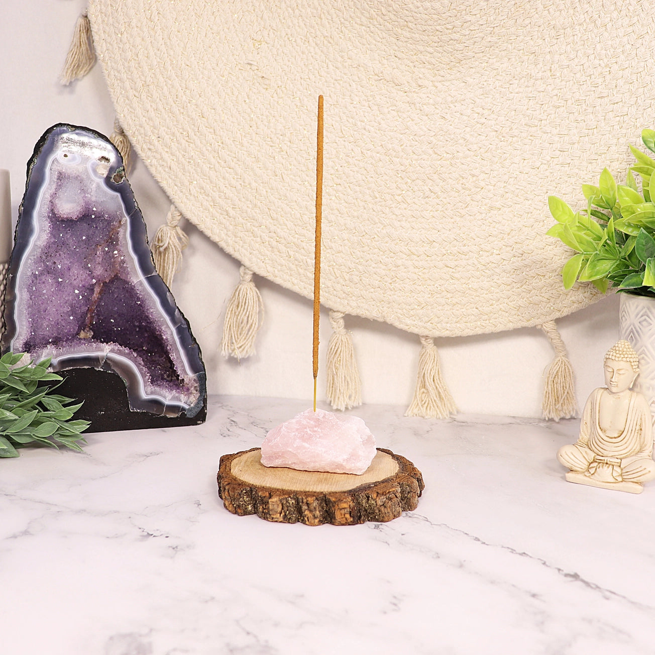 Rose Quartz Incense Stick Holder - Moon Room Shop and Wellness