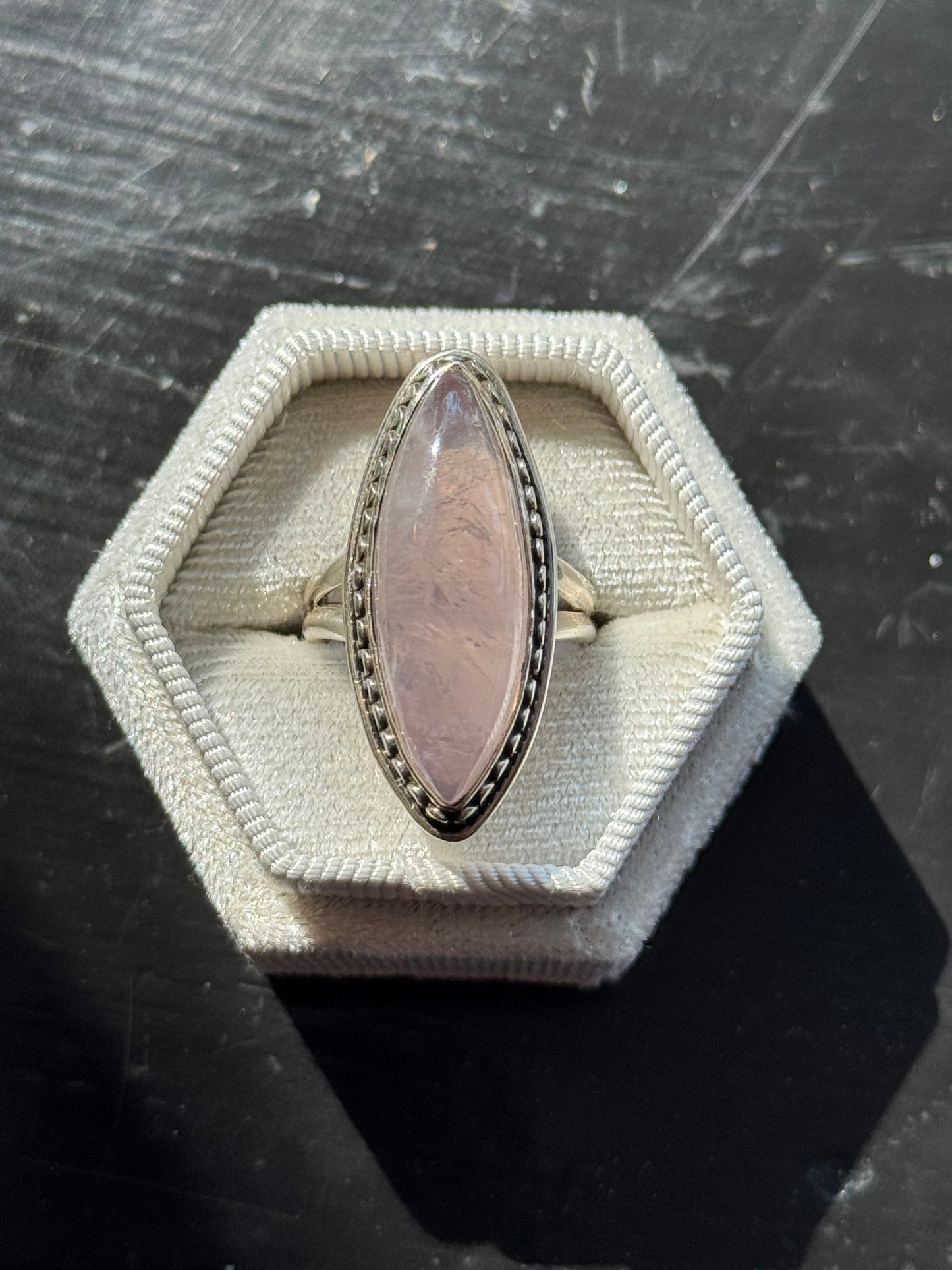 Rose Quartz Sterling Silver Ring Size 7