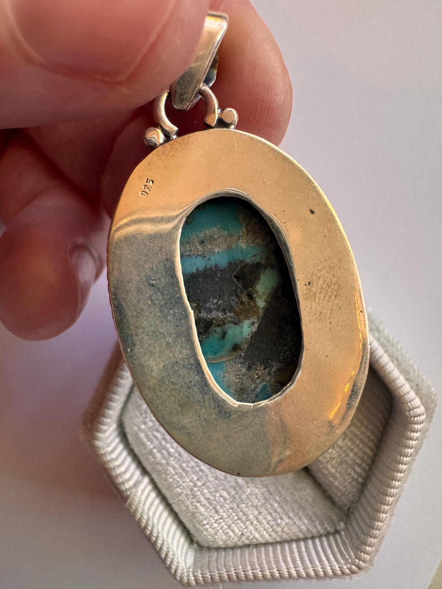 Natural Turquoise Sterling Silver Pendant - Moon Room Shop and Wellness