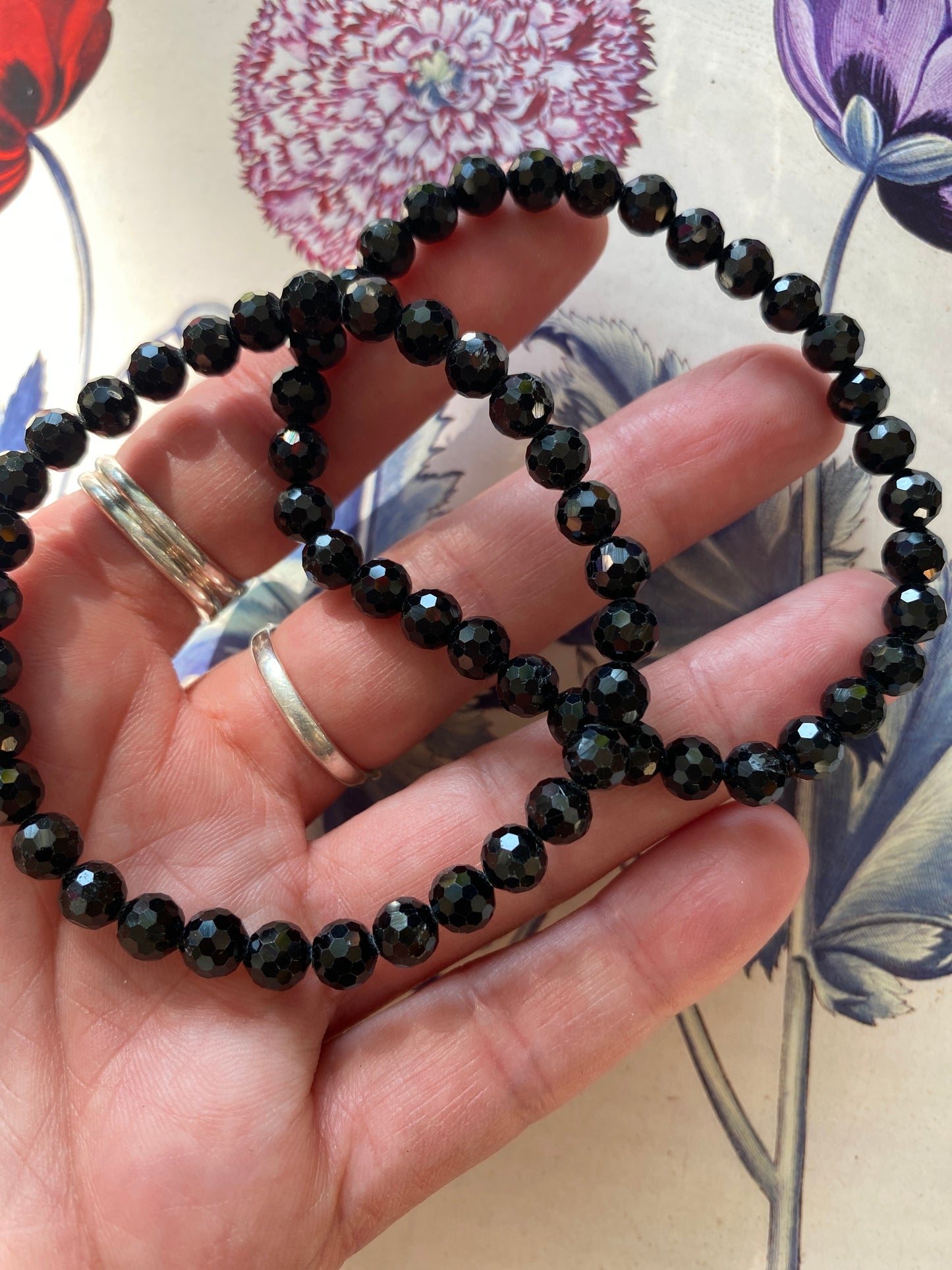 Black Tourmaline Faceted Stretch Bracelet 6mm - Moon Room Shop and Wellness