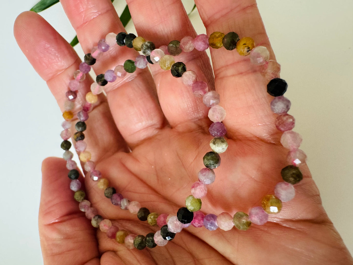 Watermelon Tourmaline Faceted Stretch Bracelet 4mm - Moon Room Shop and Wellness