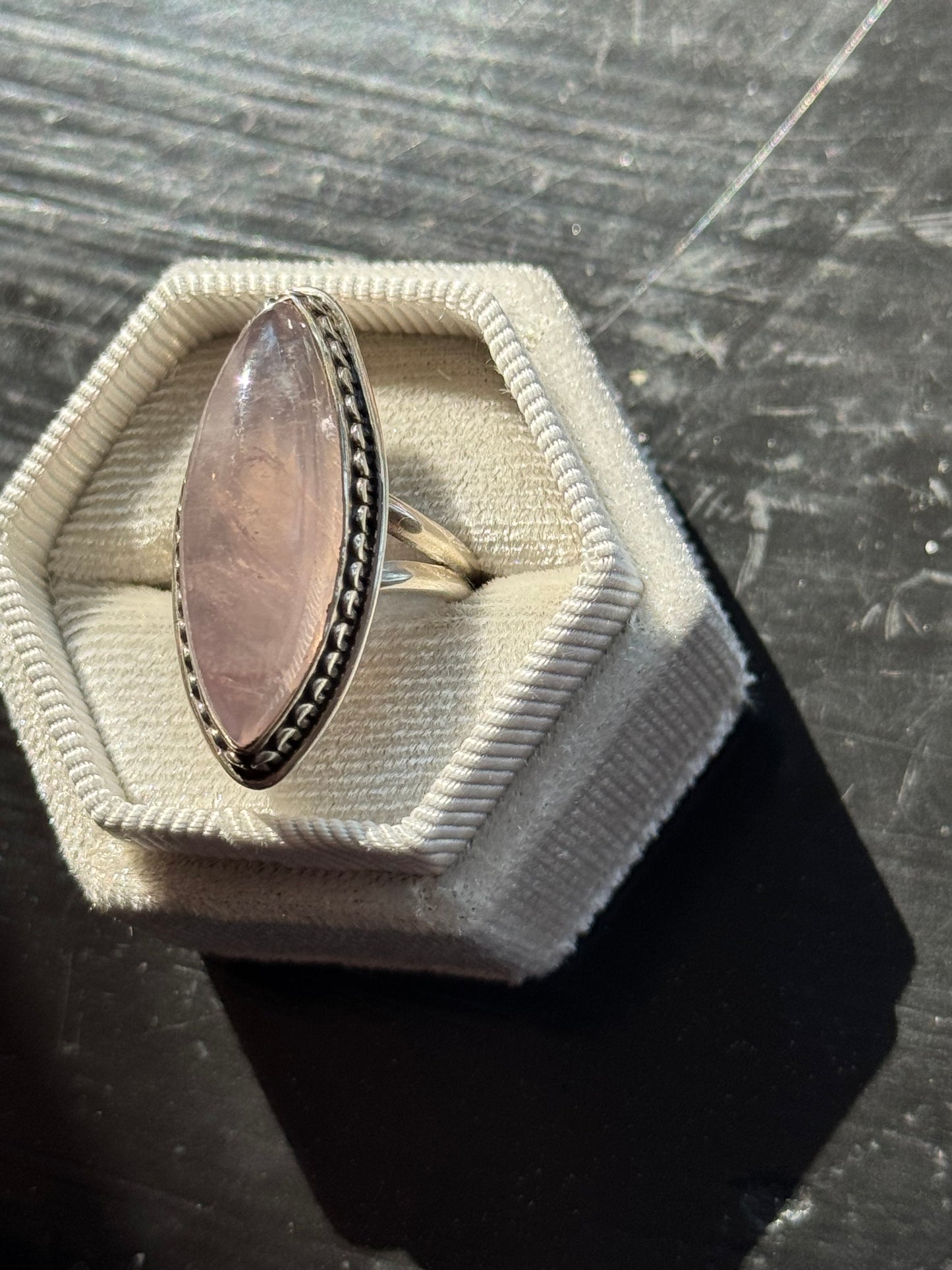 Rose Quartz Sterling Silver Ring Size 7