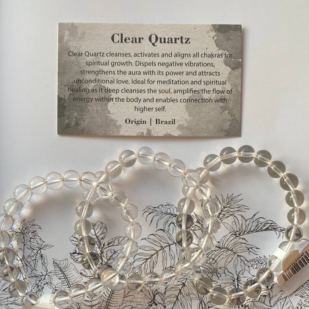 Clear Quartz Stretch Bracelet 8 mm - Moon Room Shop and Wellness