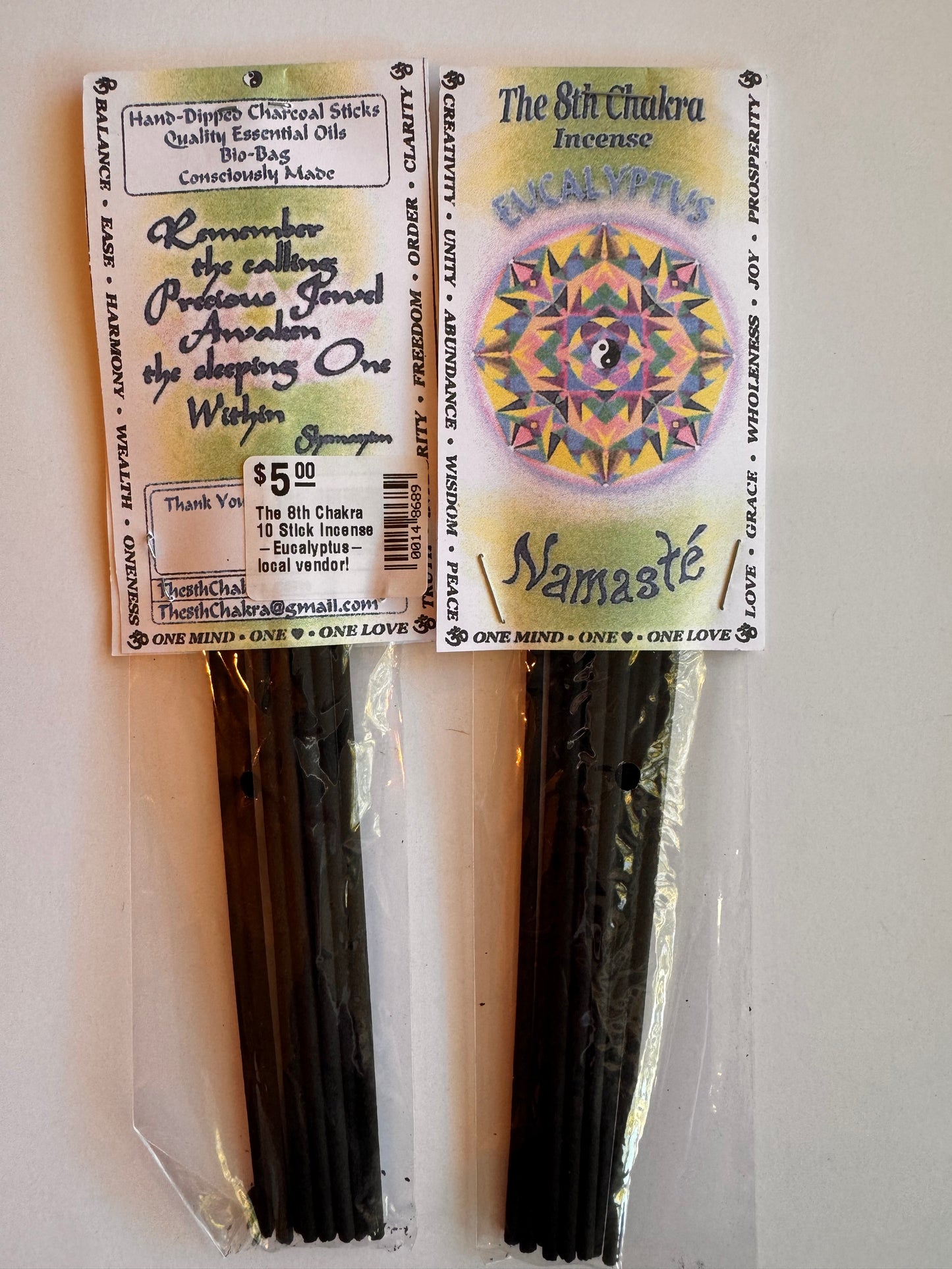 The 8th Chakra 10 Stick Incense -Eucalyptus- local vendor!