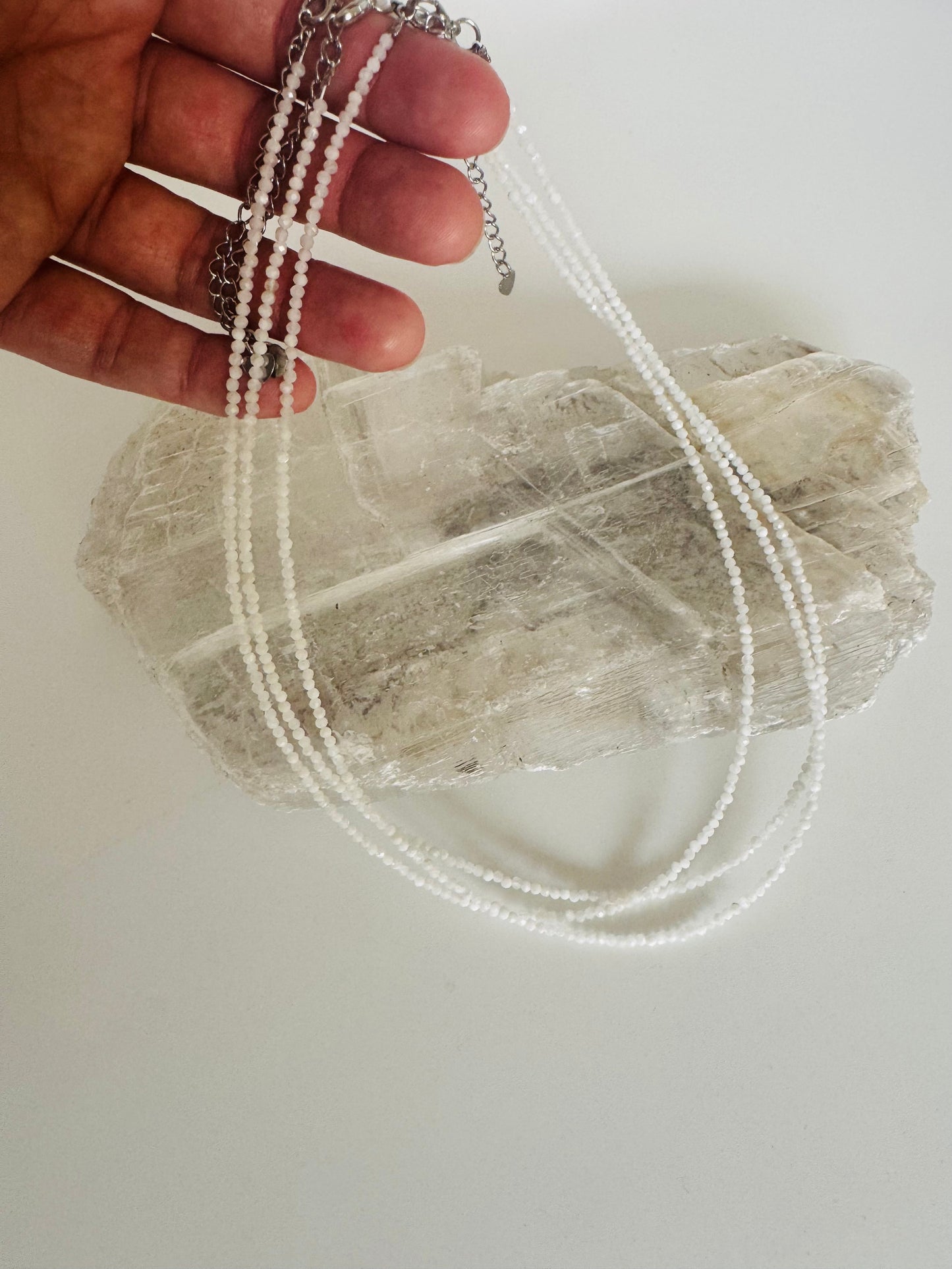 Moonstone Adjustable Choker Necklace -Stainless Steel - Moon Room Shop and Wellness
