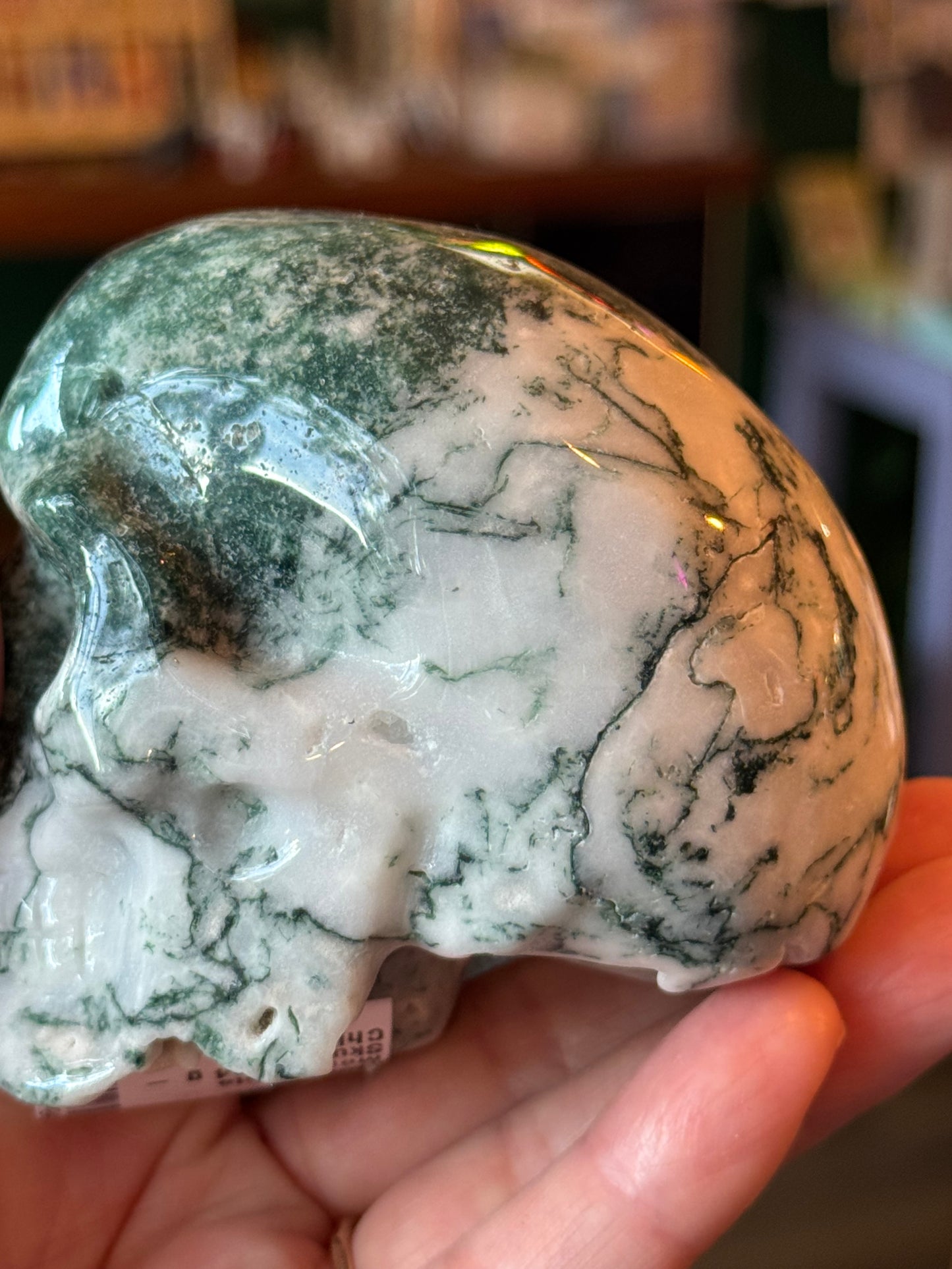 Moss Agate Skull- 394 g - China - Moon Room Shop and Wellness