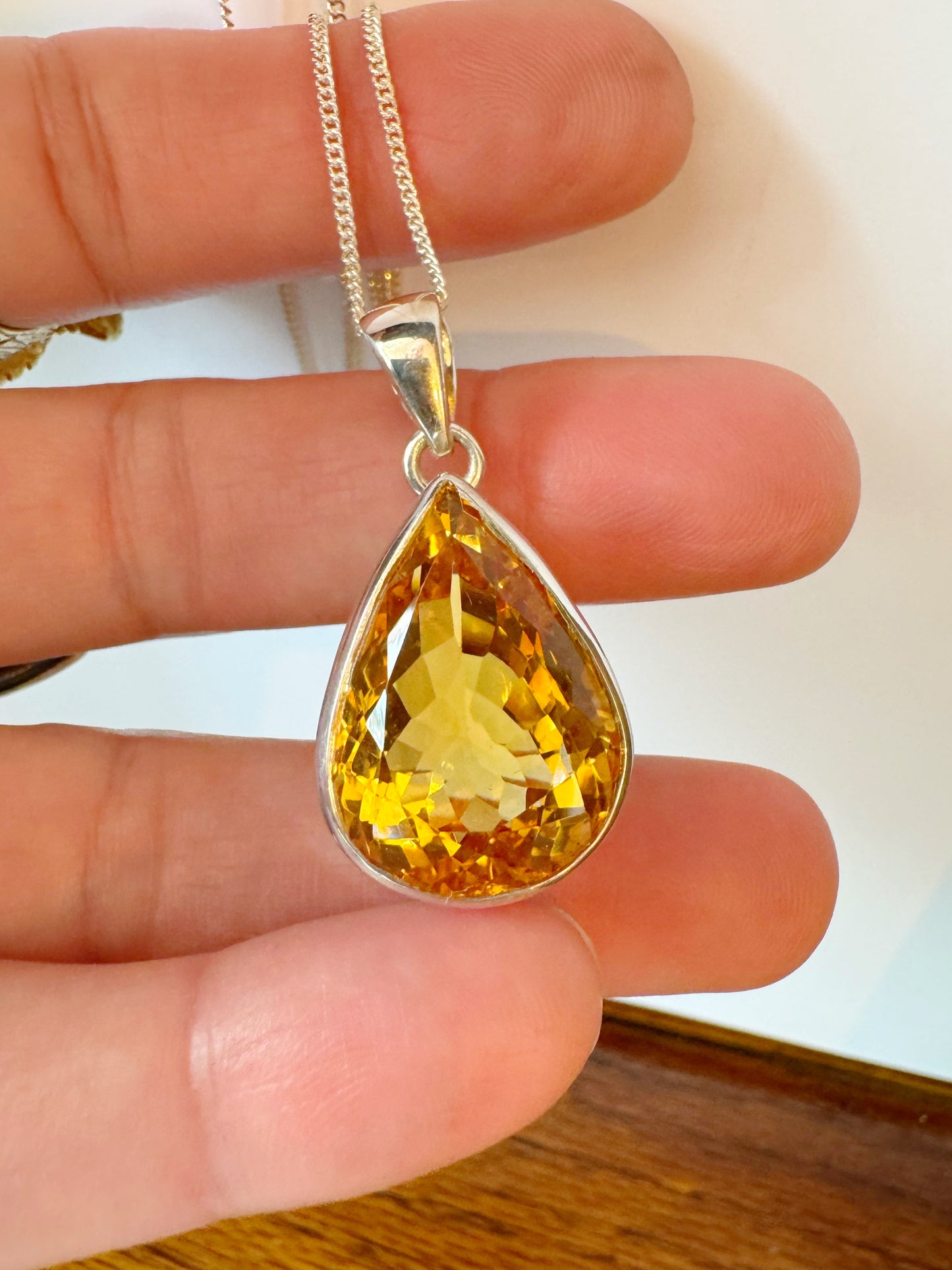 Citrine Sterling Silver Pendant - Moon Room Shop and Wellness