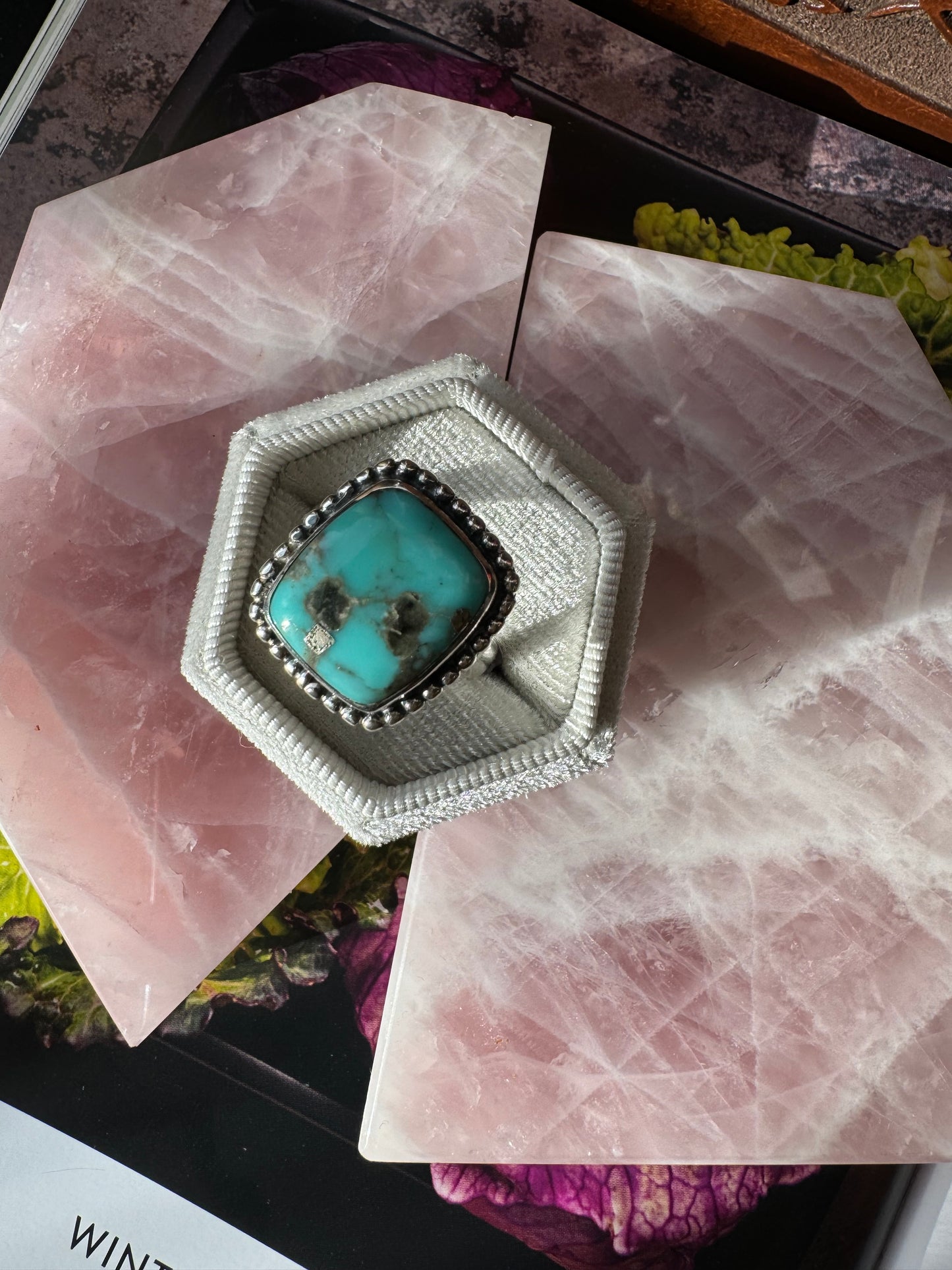 Turquoise Sterling Silver Ring Size Adjustable - Moon Room Shop and Wellness