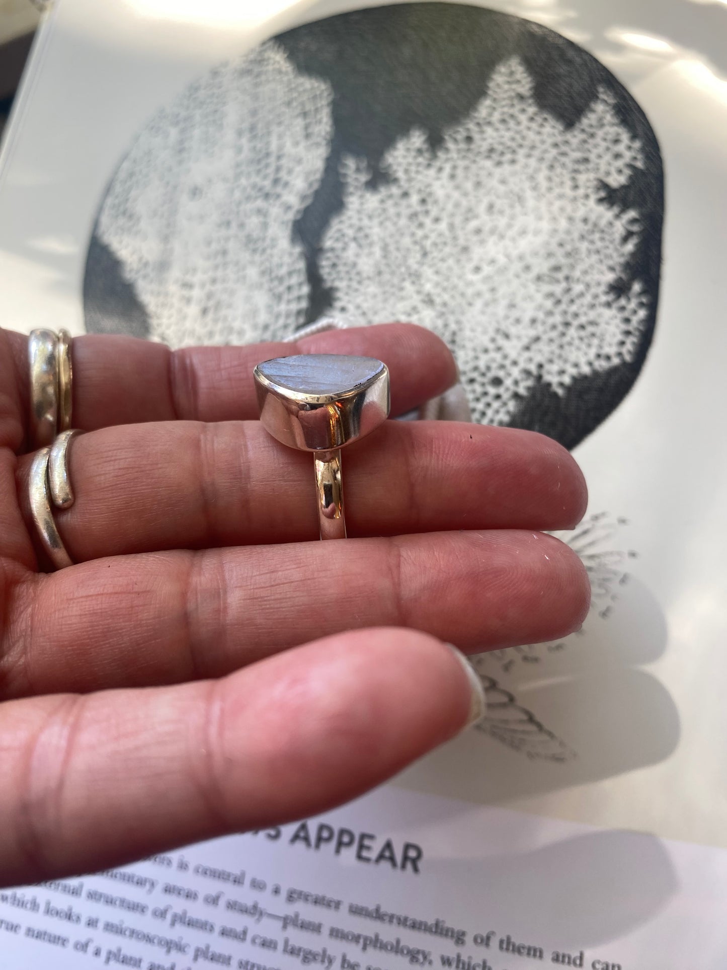 African Rainbow Moonstone Sterling Silver Ring Size 7 - Moon Room Shop and Wellness
