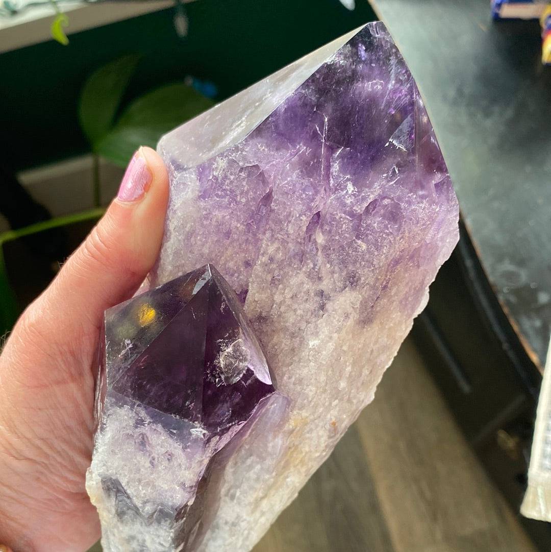 Amethyst Spear Double Pointed Dragons Tooth 3.5 lbs - Moon Room Shop and Wellness
