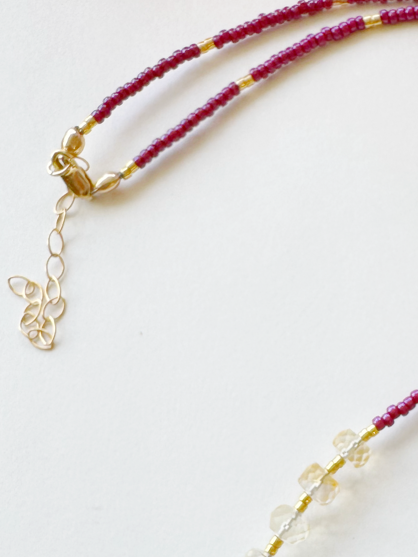 Brass Face Charm + BC Nephrite Jade + Citrine + Seed Bead One of a kind Gold Fill Adjustable Handmade Necklace - Moon Room Shop and Wellness