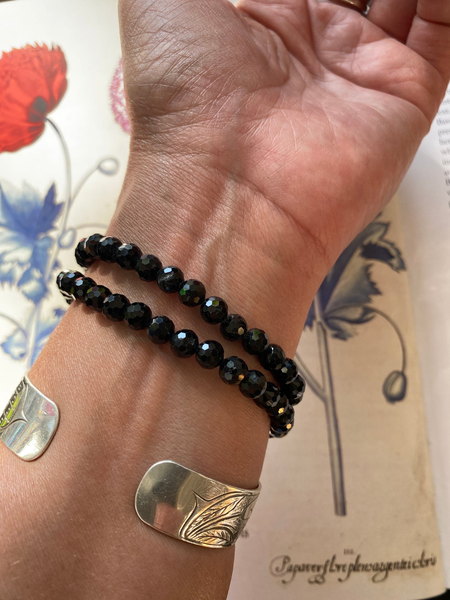 Black Tourmaline Faceted Stretch Bracelet 6mm - Moon Room Shop and Wellness
