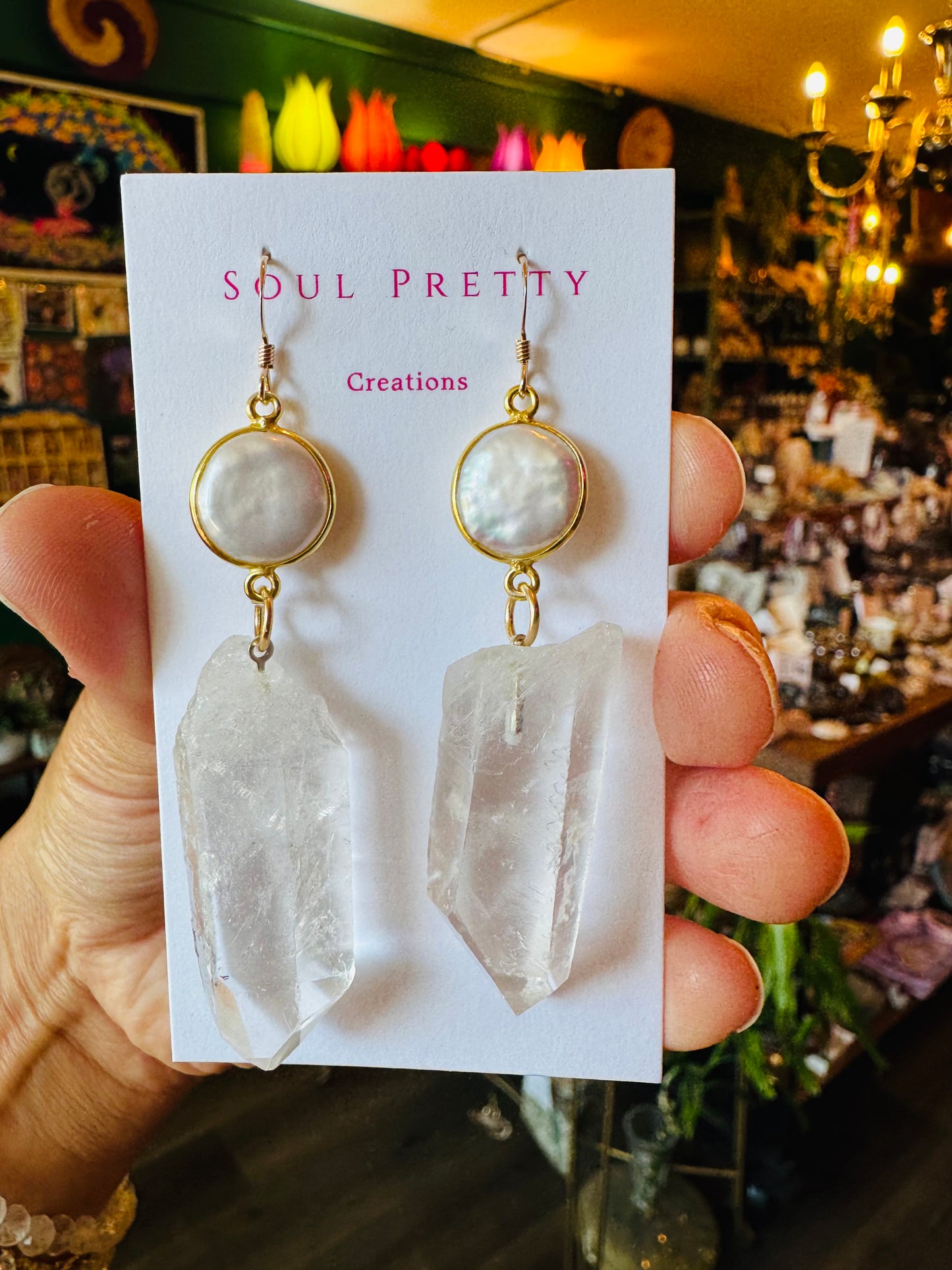 Soul Pretty Pearl + Quartz Point Gold Fill Earrings - Moon Room Shop and Wellness
