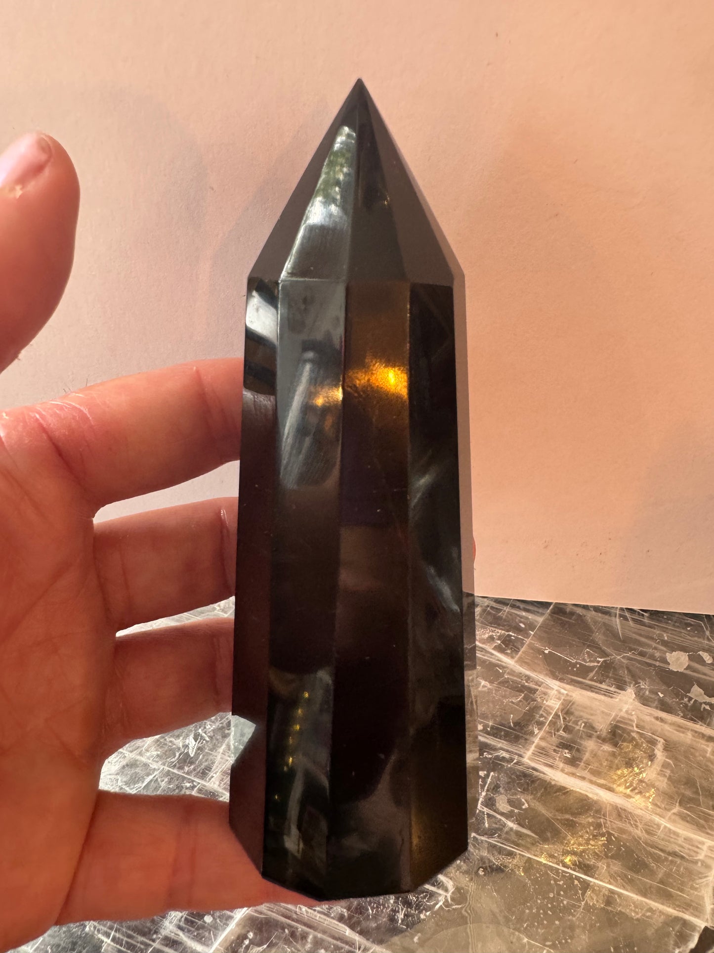 Black Obsidian Faceted Tower 220 g - Moon Room Shop and Wellness
