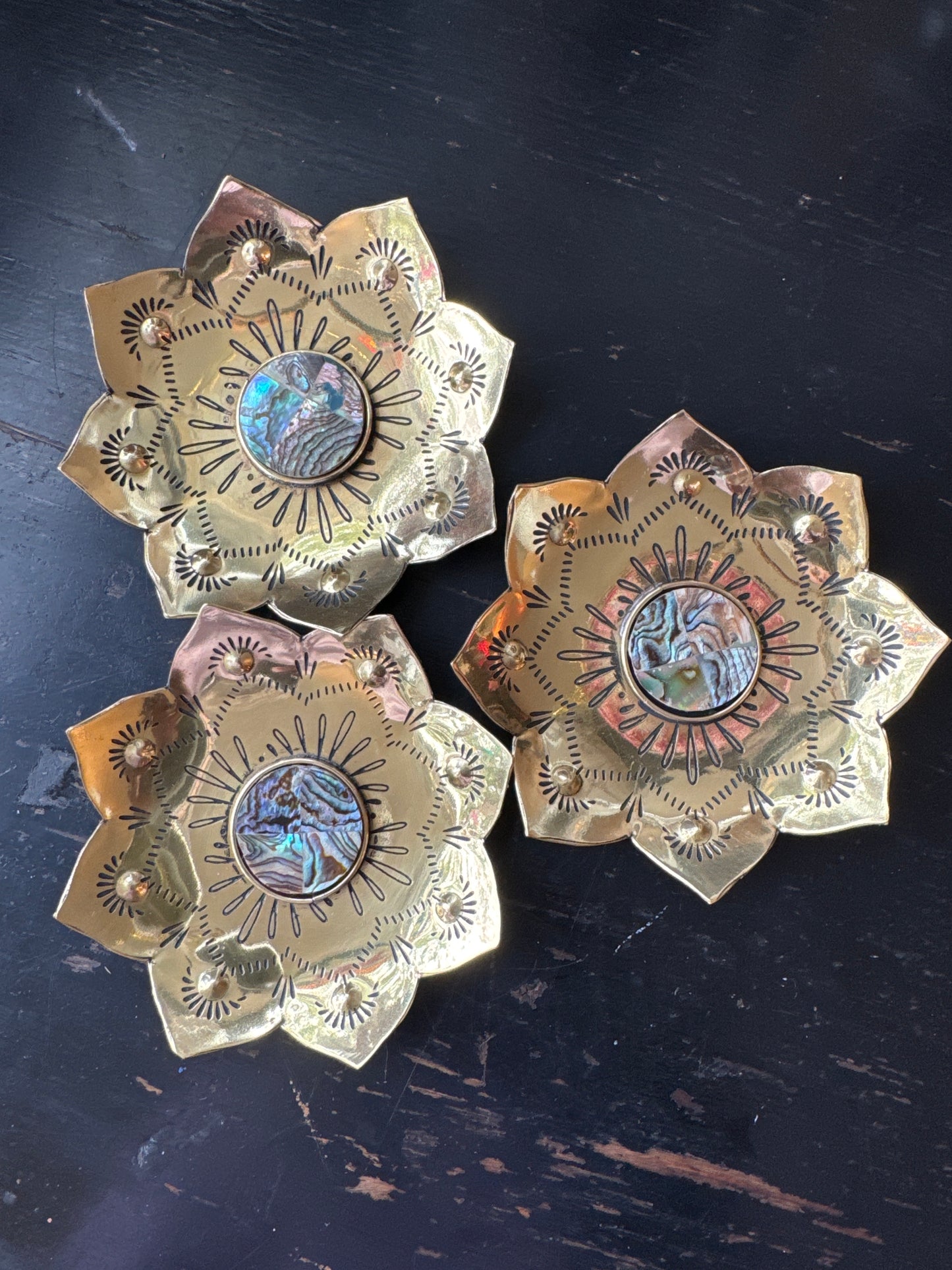 Kairavini Lotus Catch All Tray, Ring Dish - Brass, Abalone - Moon Room Shop and Wellness