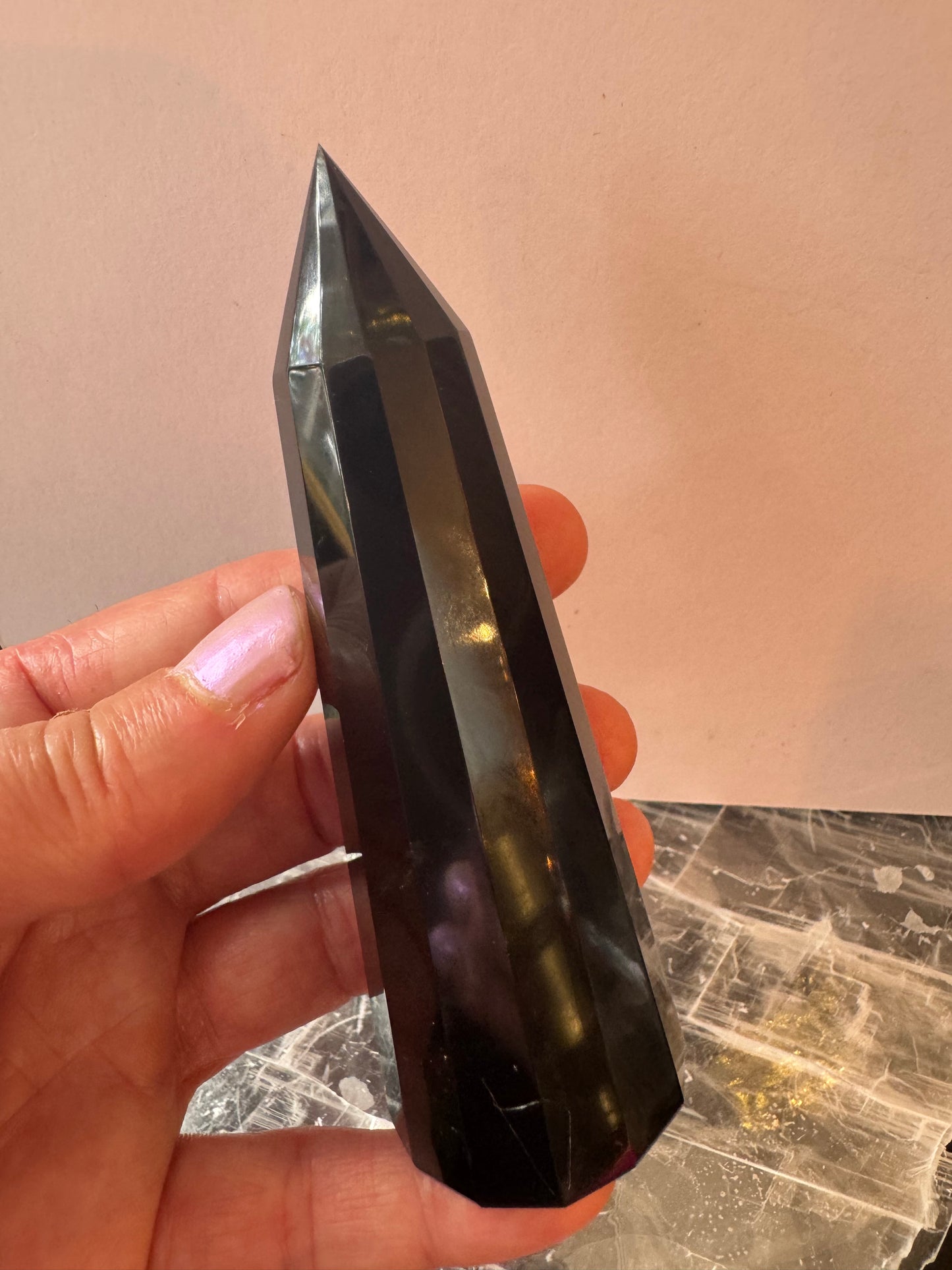 Black Obsidian Faceted Tower 121 g - Moon Room Shop and Wellness