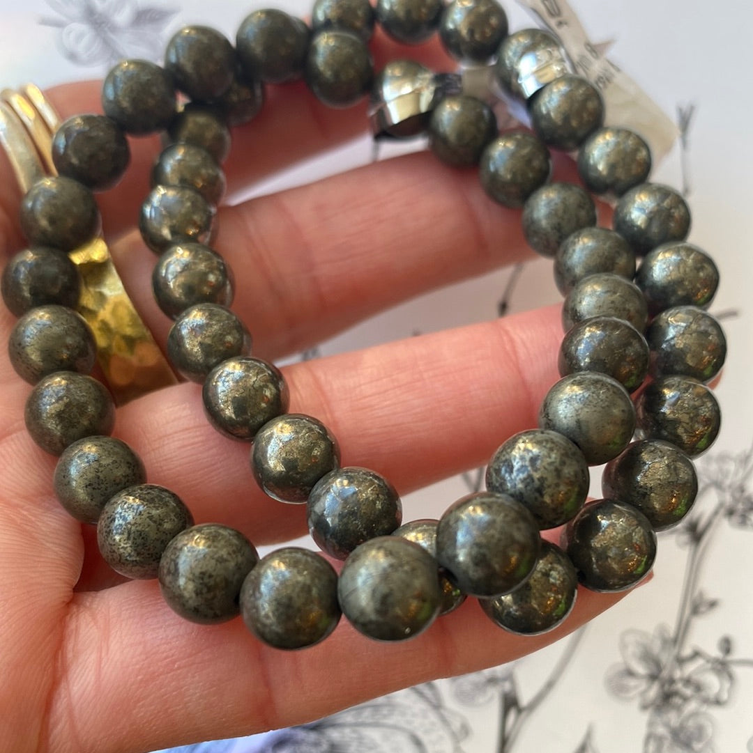 Pyrite 8mm Stretch Bracelet - Moon Room Shop and Wellness