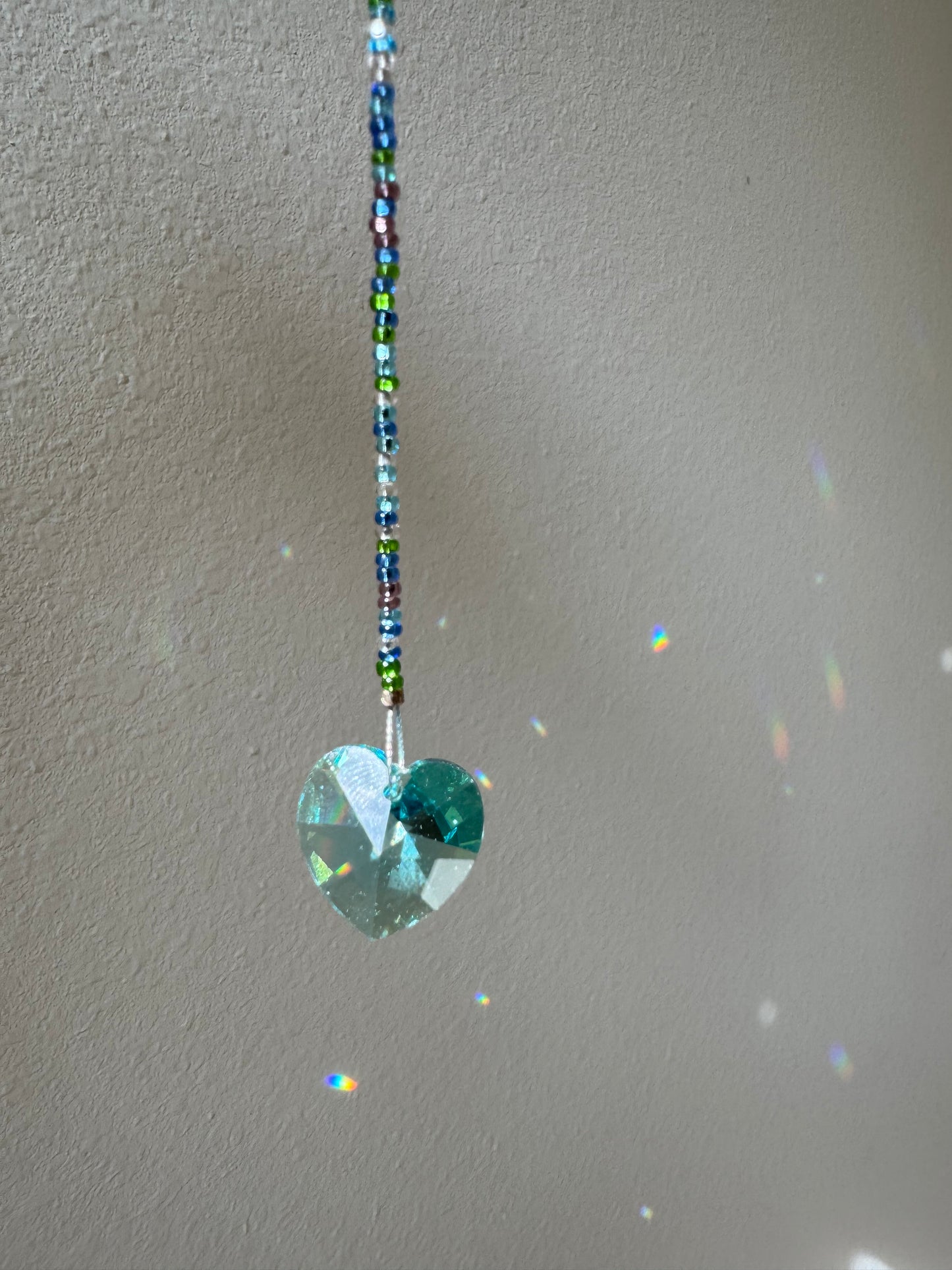 Magical Laurainbo "Heart" Crystal / Prism w/ Crystal Beads 20mm #1 - Moon Room Shop and Wellness