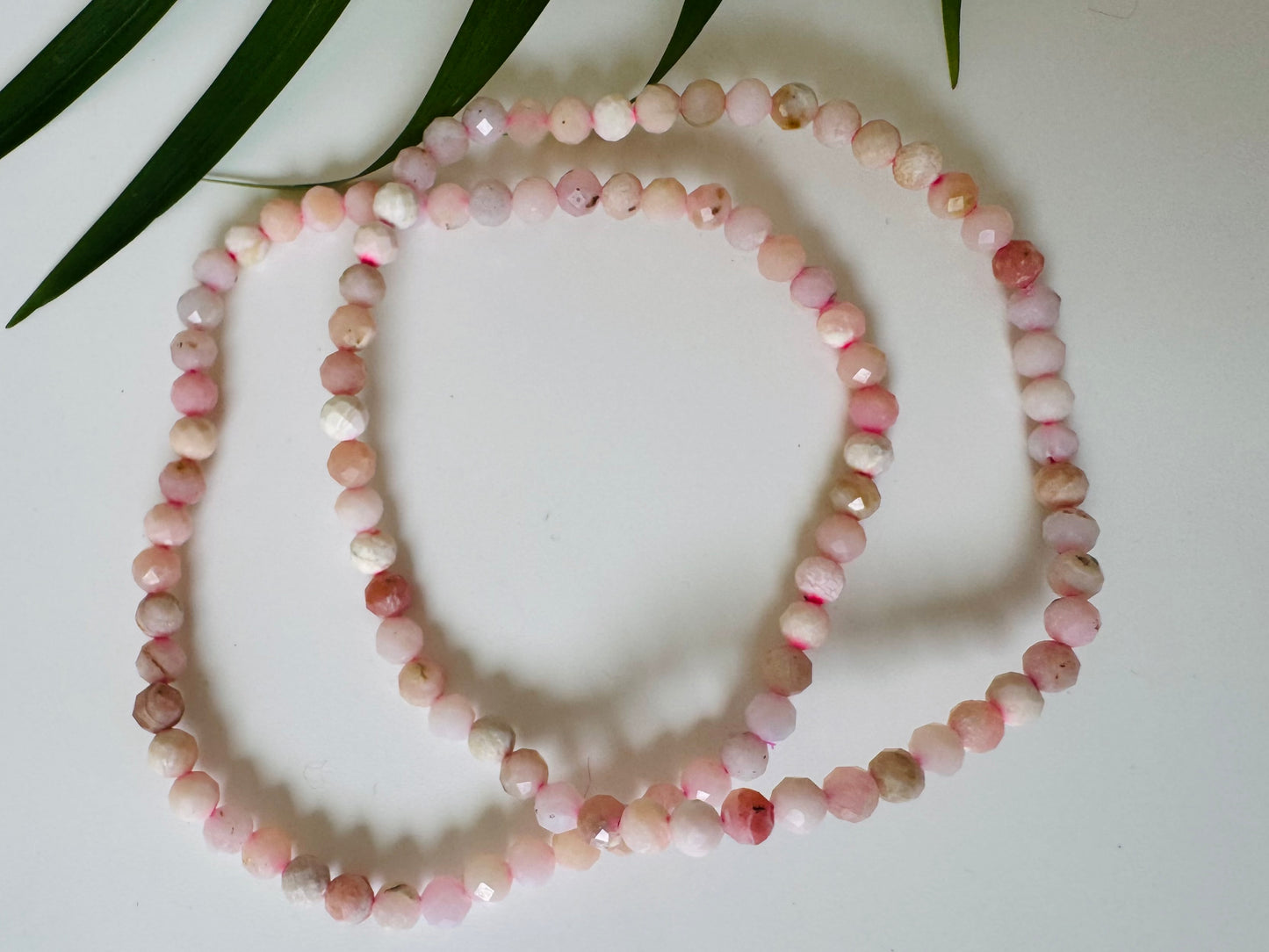 Faceted Natural Pink Opal Stretch Bracelet 4mm - Moon Room Shop and Wellness